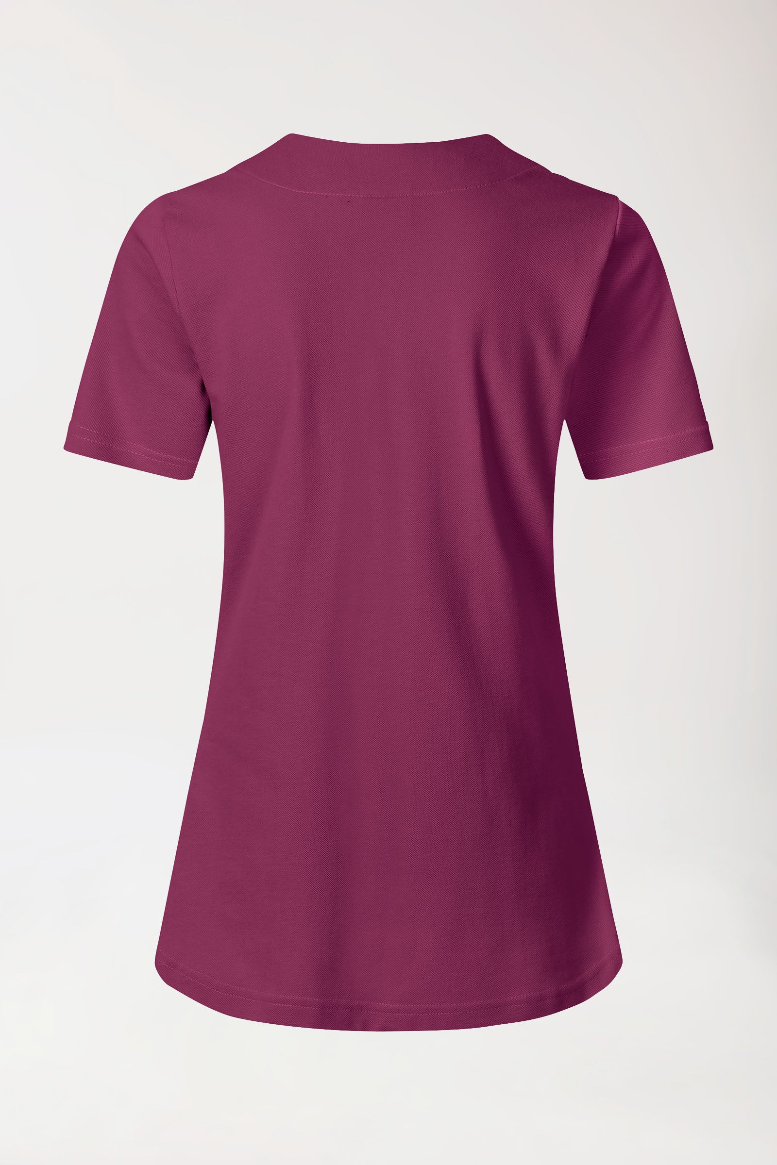 Piqué long-shirt dames - diagonale halslijn berry