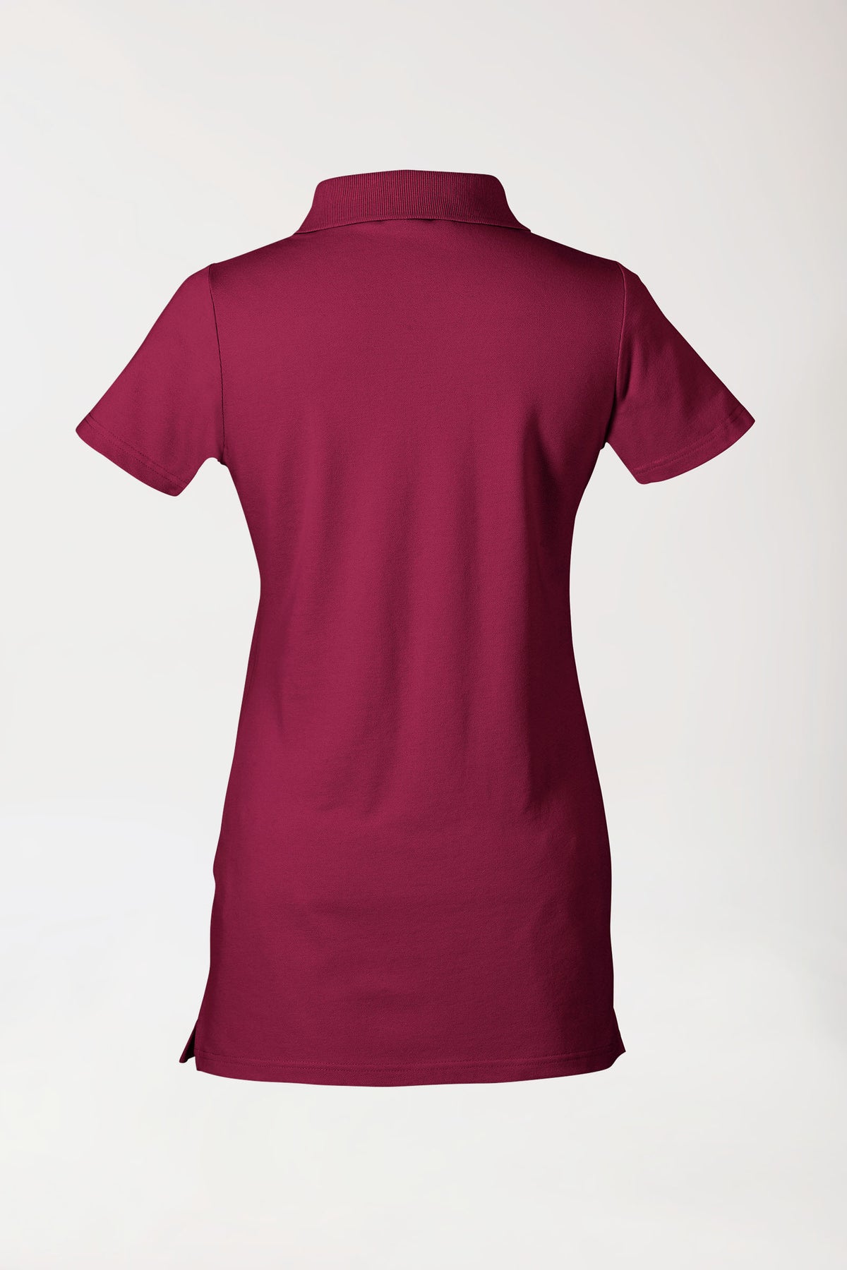 Stretch longshirt dames - polokraag bordeaux, Achterzijde view