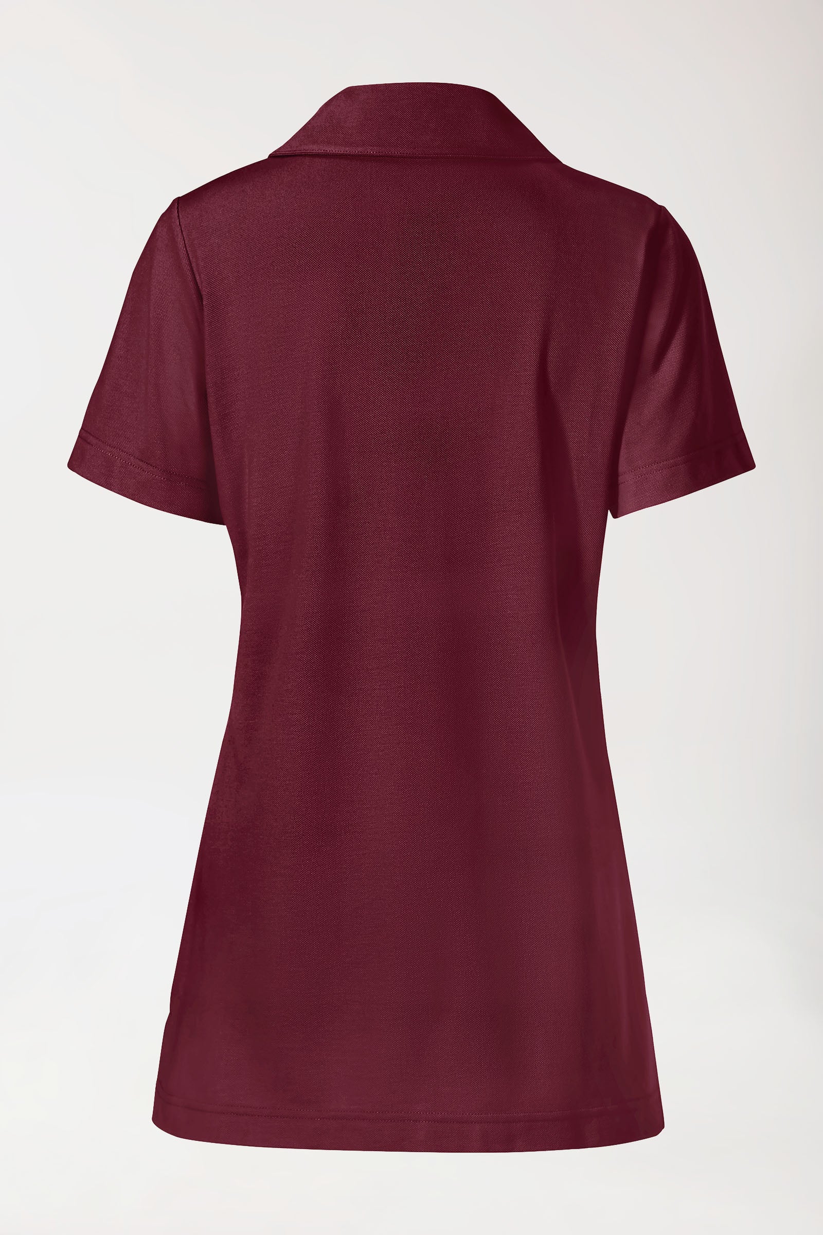 Piqué long-shirt dames - met kraag bordeaux