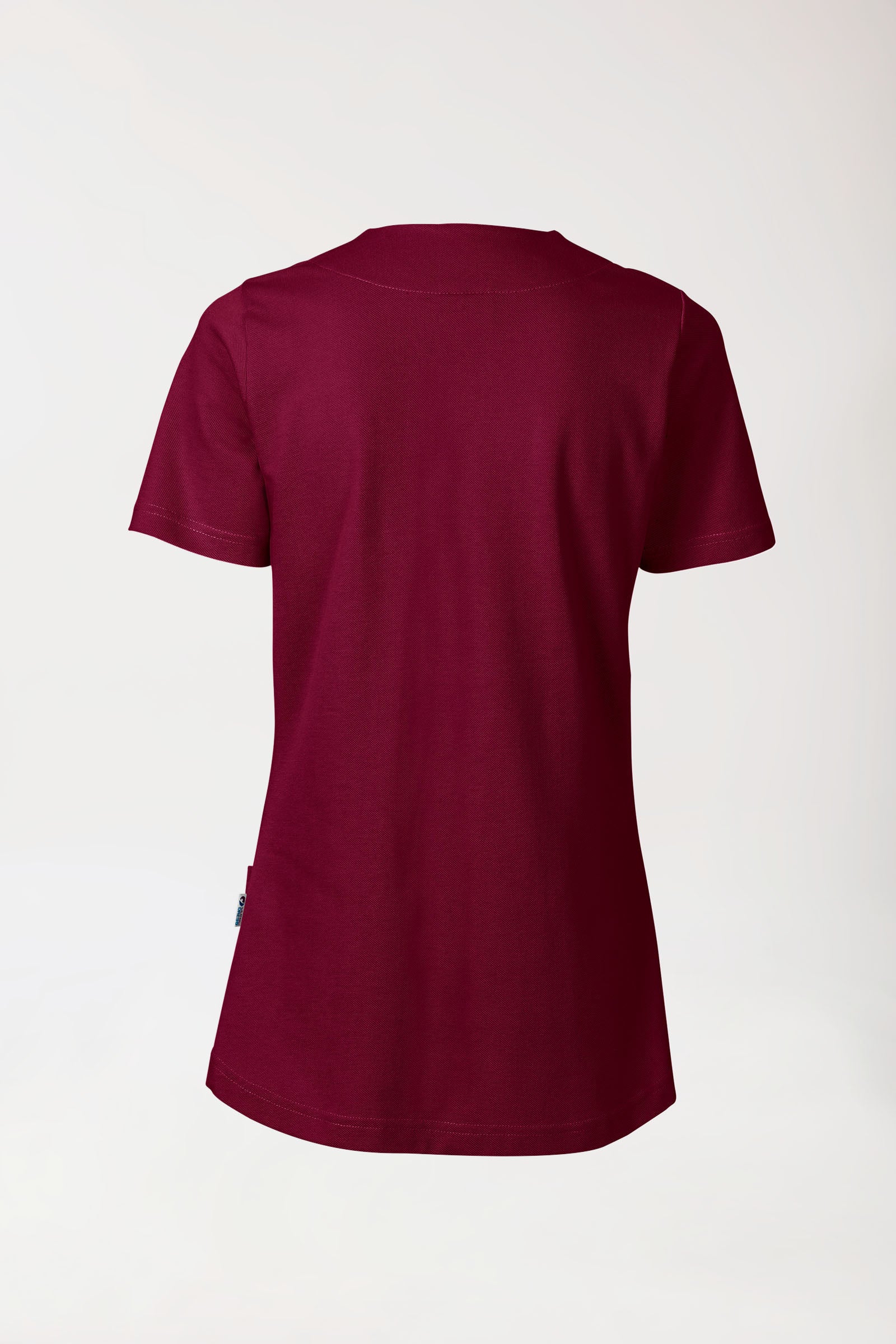 Piqué long-shirt dames - diagonale halslijn bordeaux