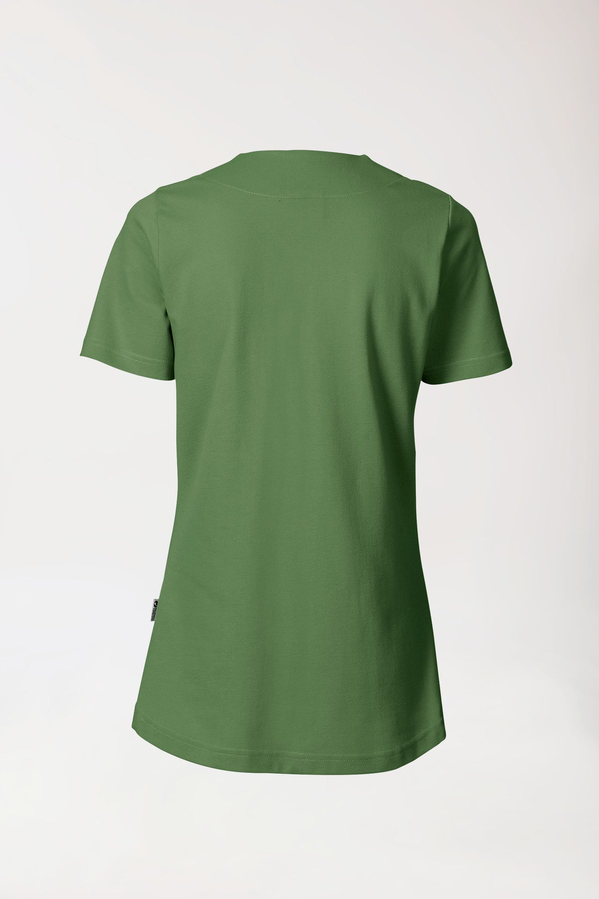 Piqué long-shirt dames - diagonale halslijn grasgroen