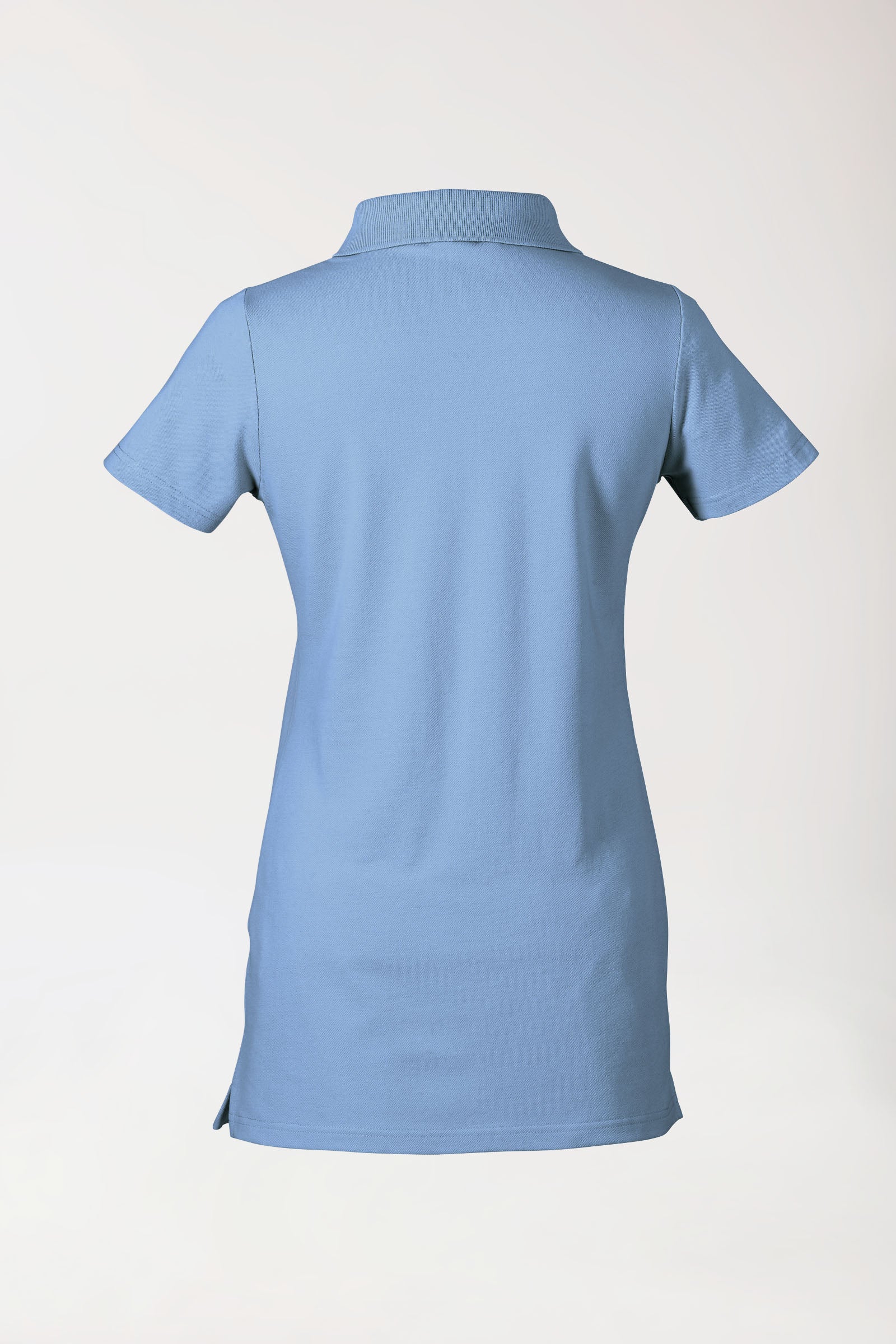 Stretch longshirt dames - polokraag hemelsblauw