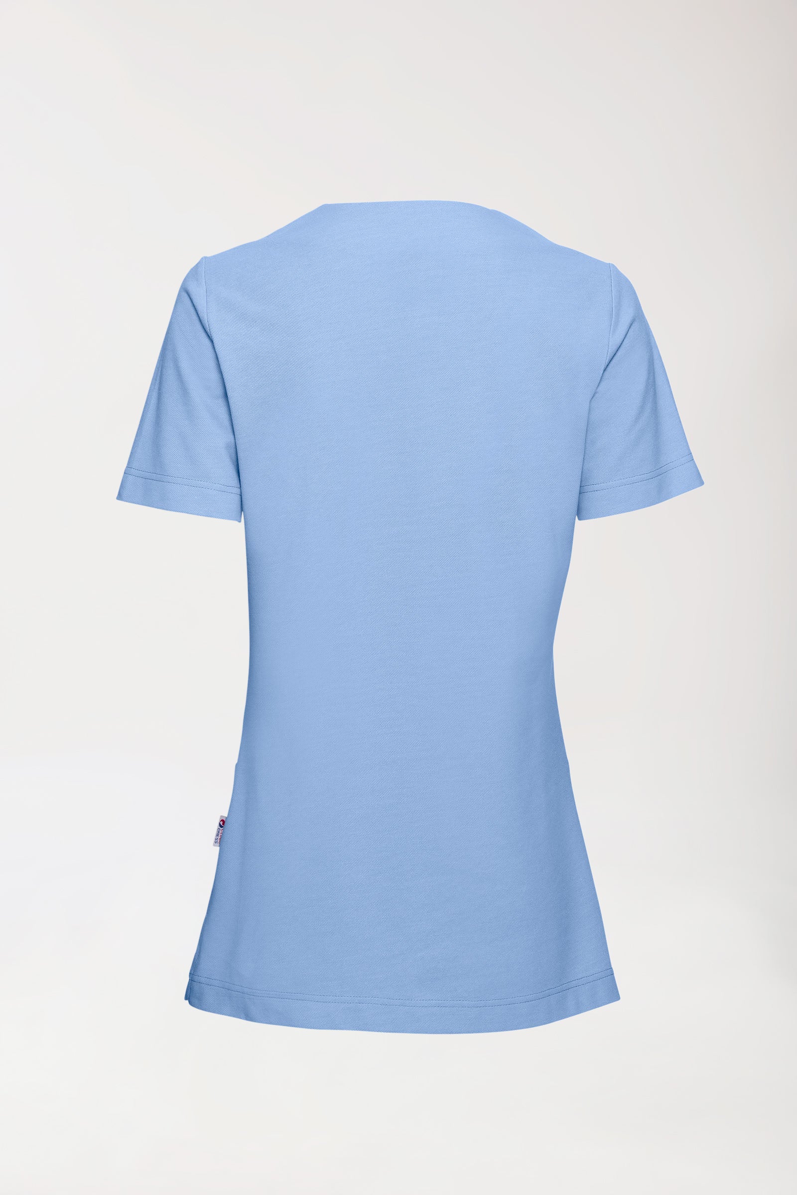 Piqué long-shirt dames - V-hals hemelsblauw