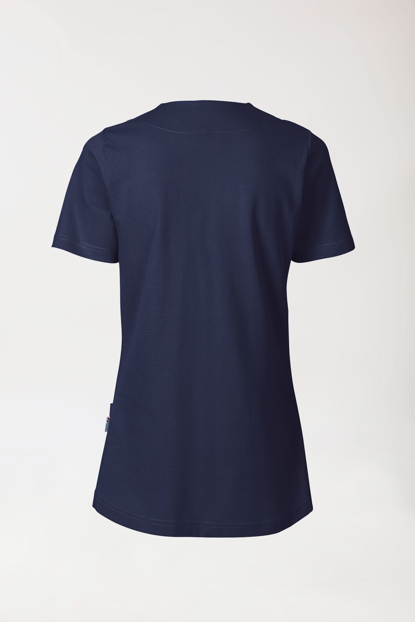 Piqué long-shirt dames - diagonale halslijn navy