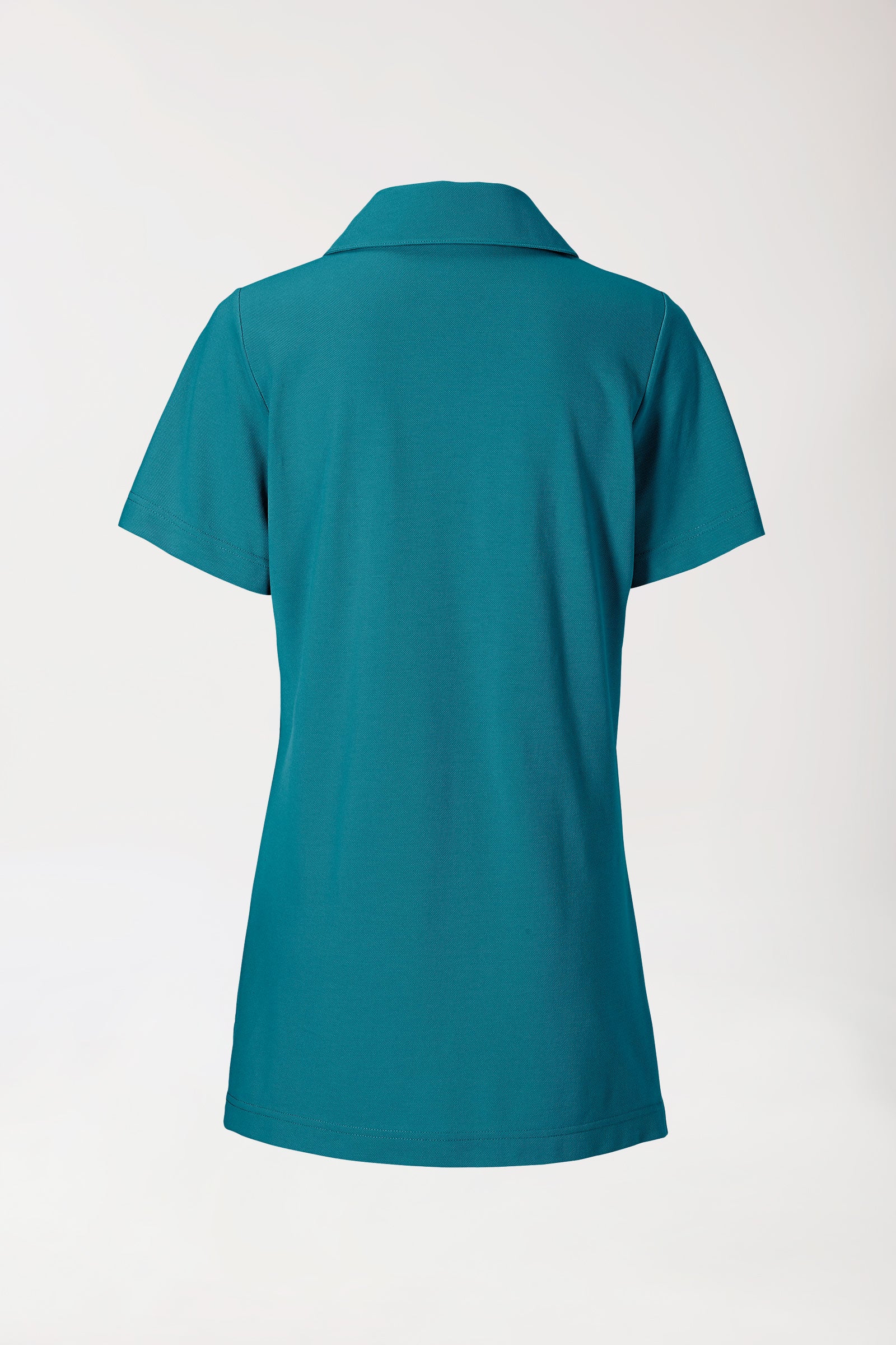 Piqué long-shirt dames - met kraag petrol