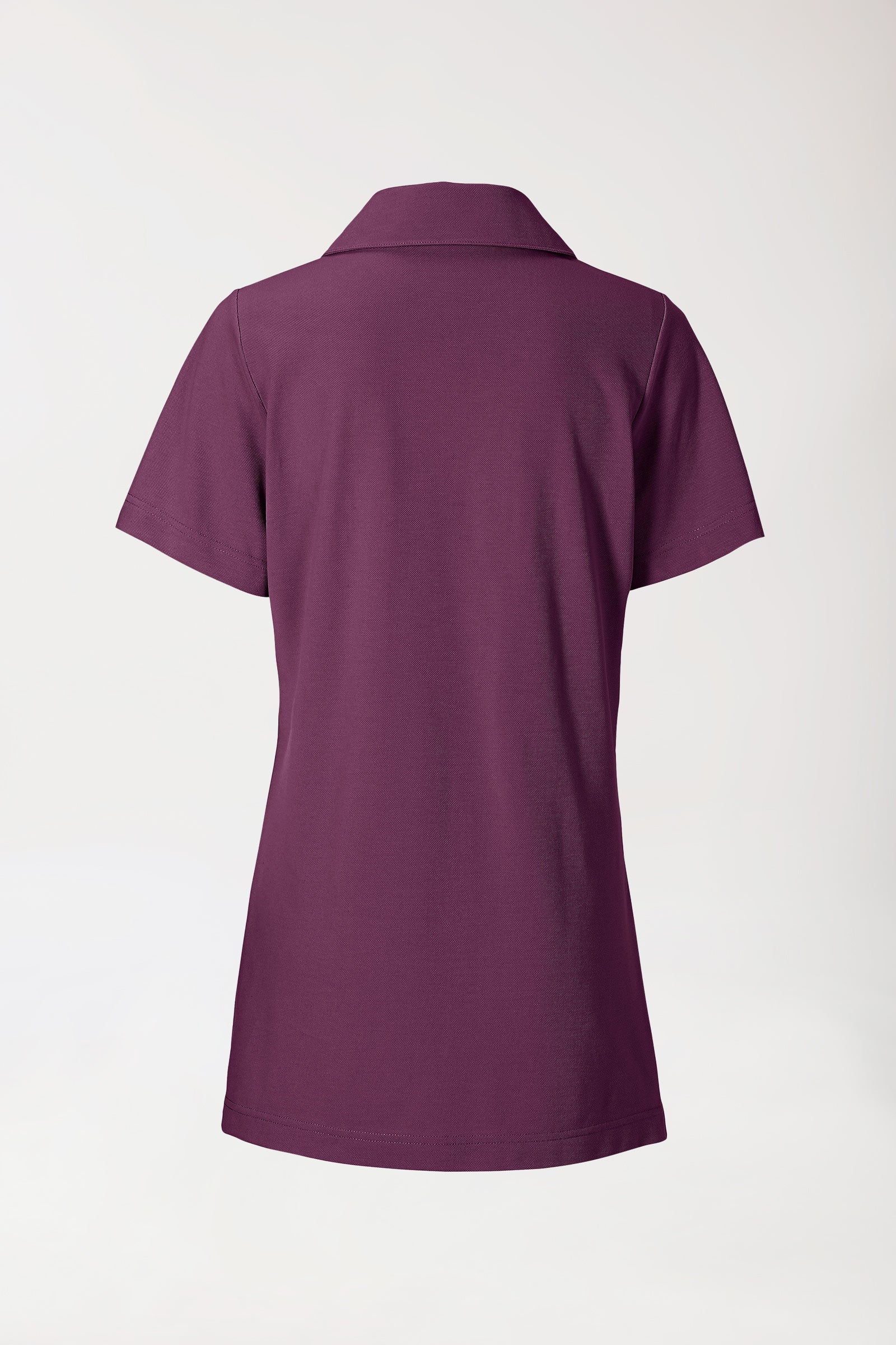 Piqué long-shirt dames - met kraag pruimen