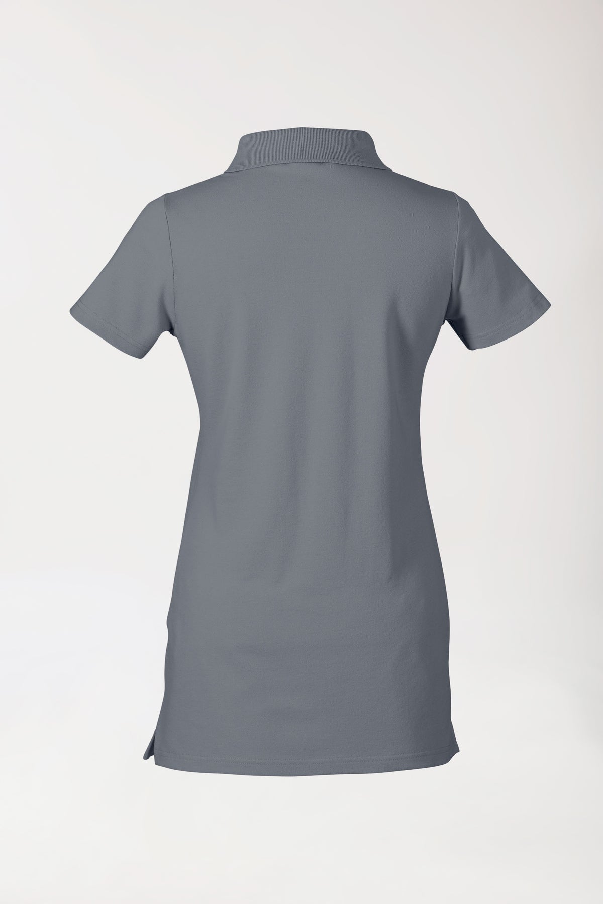 Stretch longshirt dames - polokraag steengrijs, Achterzijde view