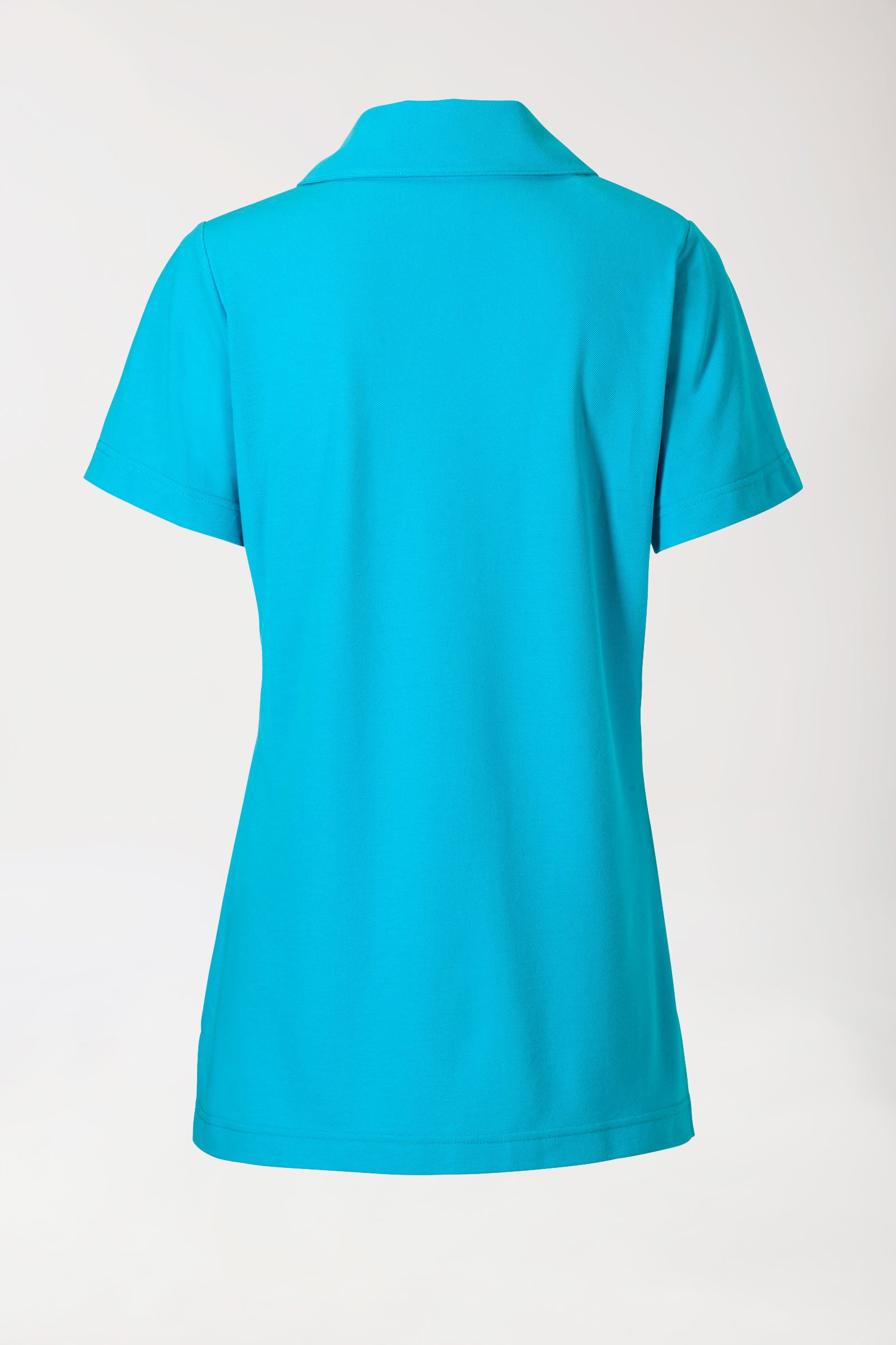 Piqué long-shirt dames - met kraag turquoise