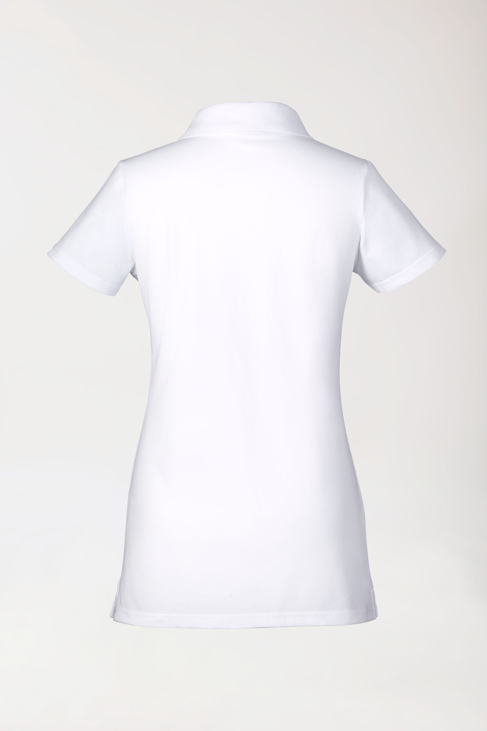 Stretch longshirt dames - polokraag wit