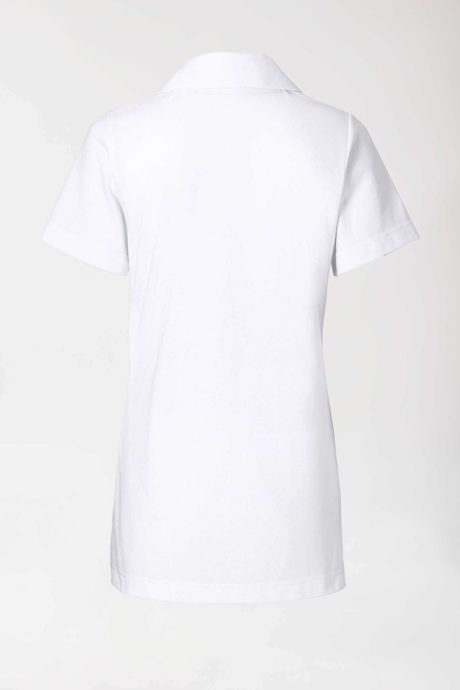 Piqué long-shirt dames - met kraag wit