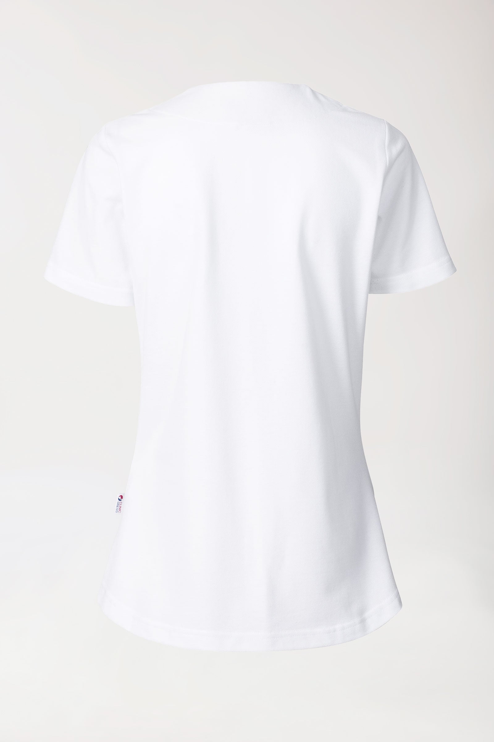 Piqué long-shirt dames - diagonale halslijn wit