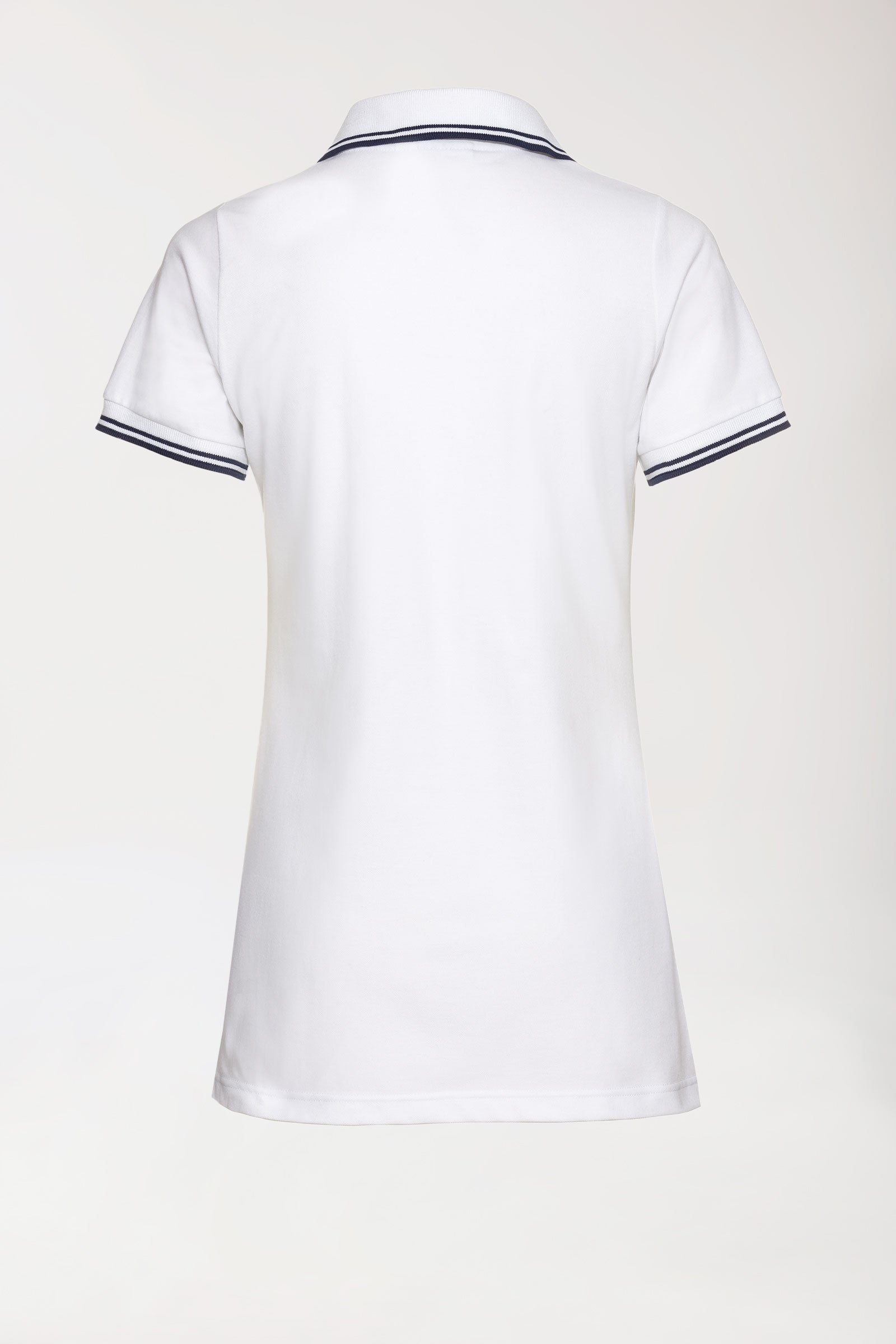 Piqué longshirt dames - polokraag wit/navy