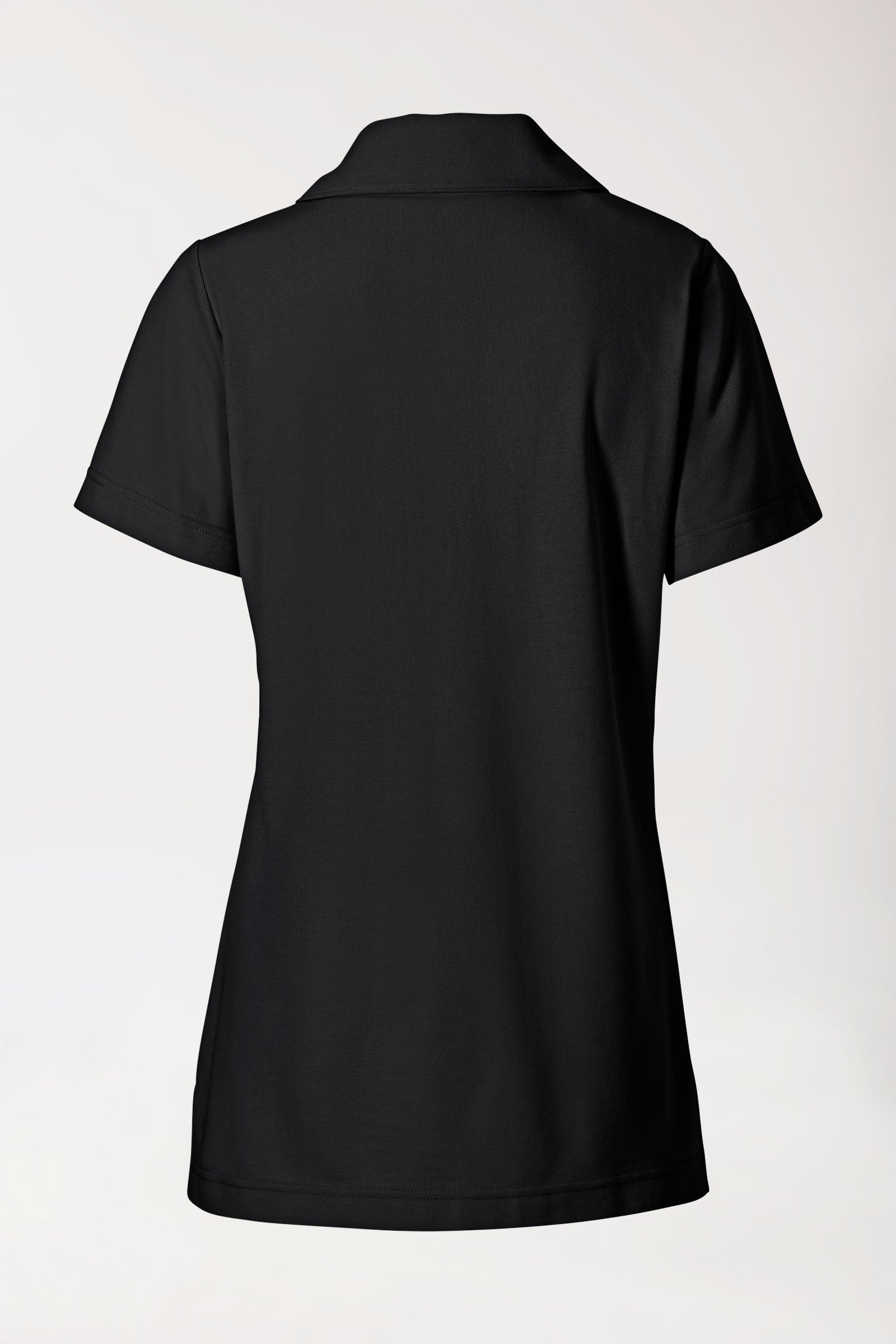 Piqué long-shirt dames - met kraag zwart
