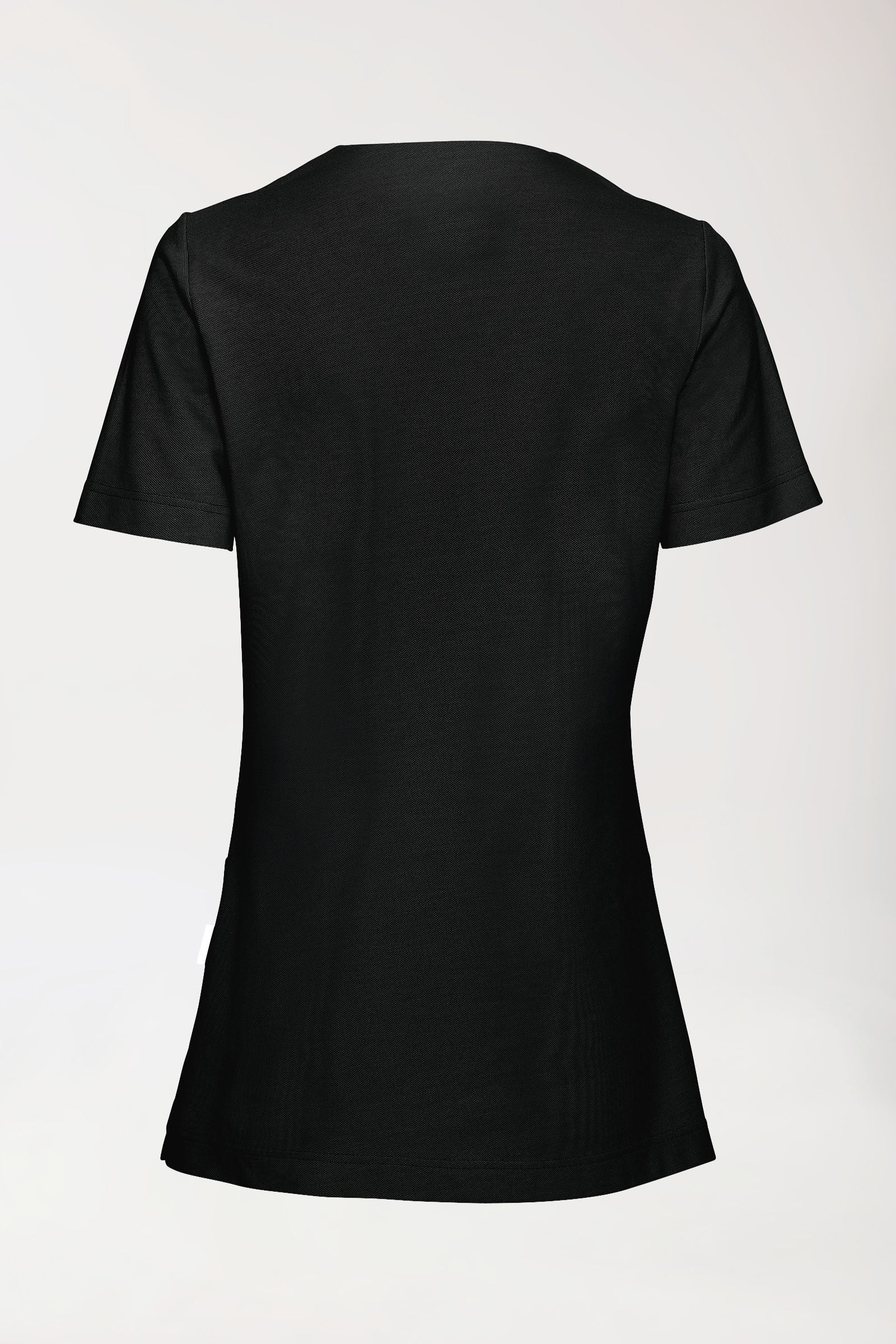 Piqué long-shirt dames - V-hals zwart