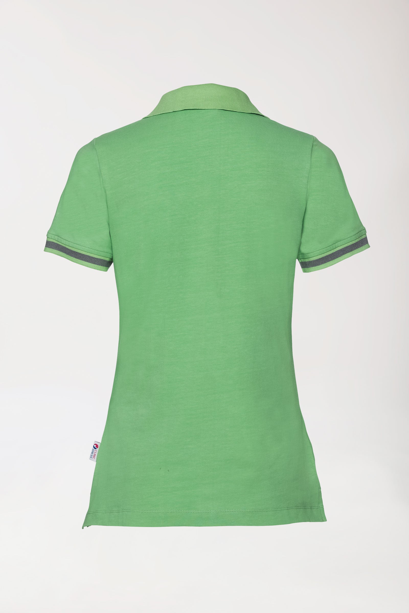 Stretch shirt dames - polokraag appelgroen/donkergrijs melange