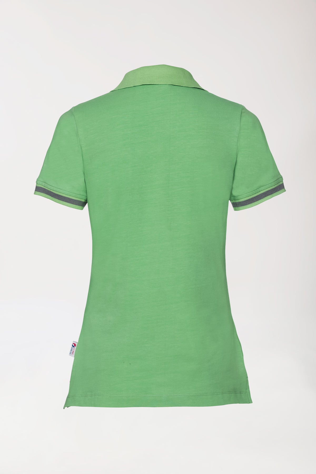 Stretch shirt dames - polokraag appelgroen/donkergrijs melange