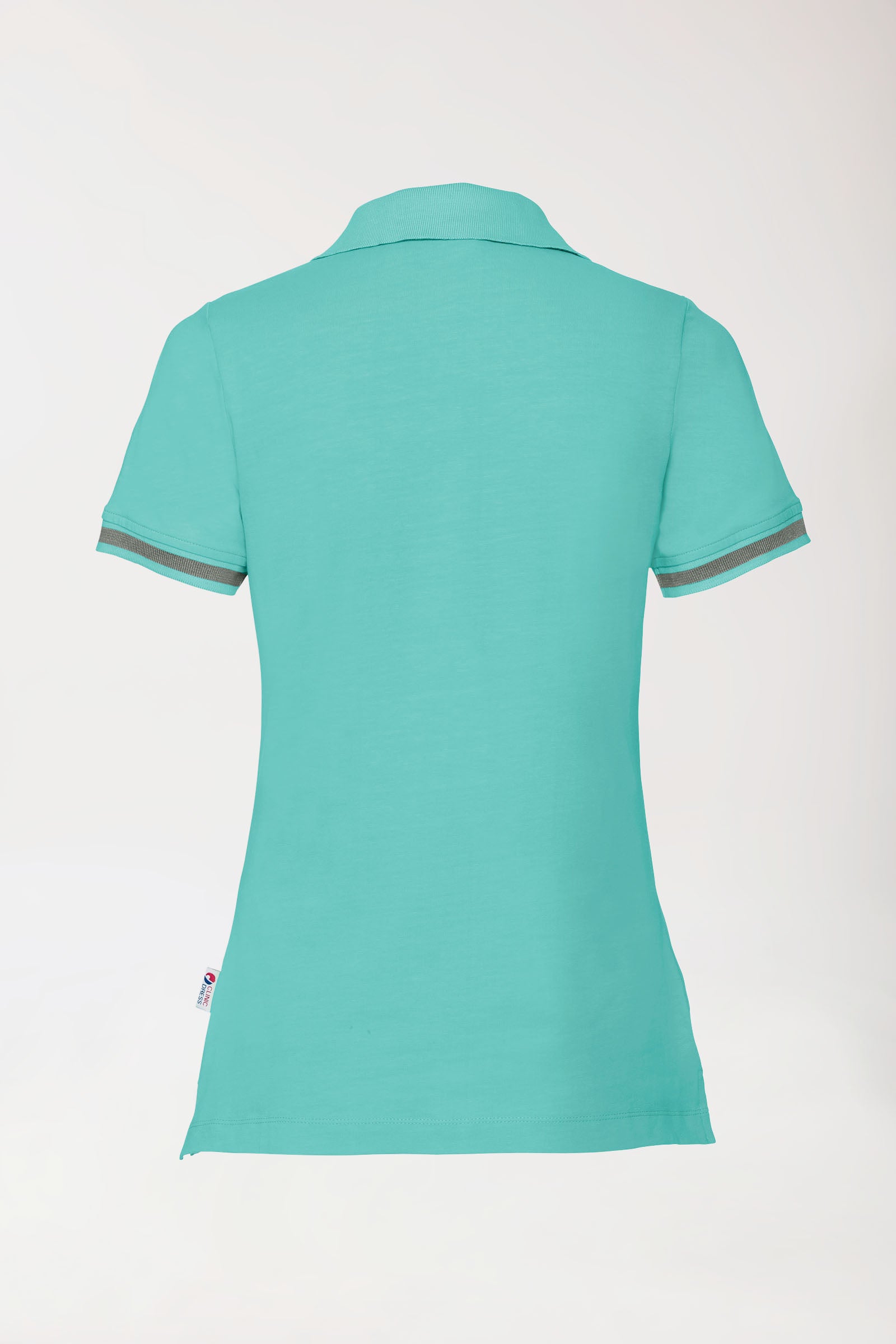 Stretch shirt dames - polokraag aqua green/donkergrijs melange