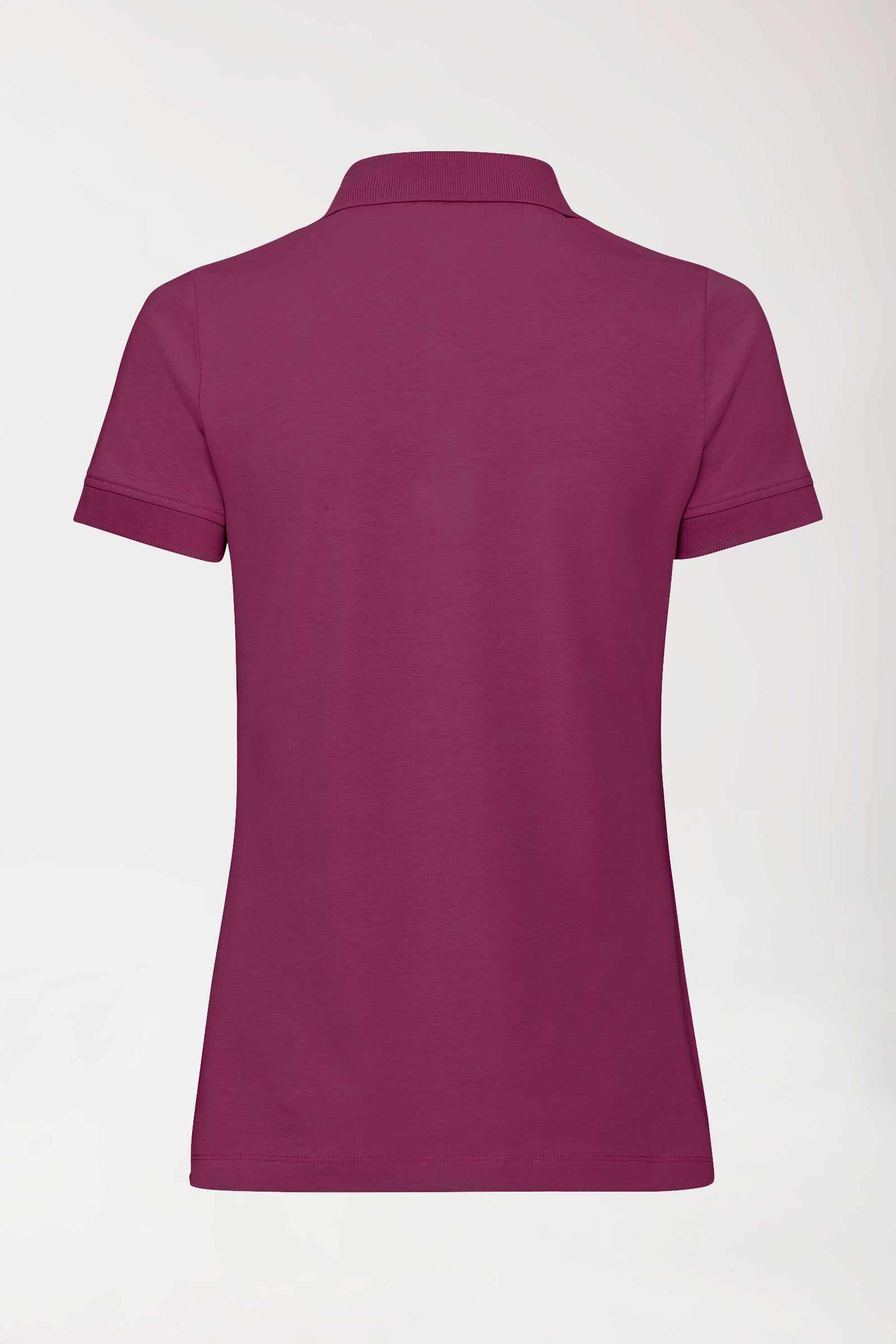 Stretch shirt dames - polokraag-knoopsluiting berry, Achterzijde view
