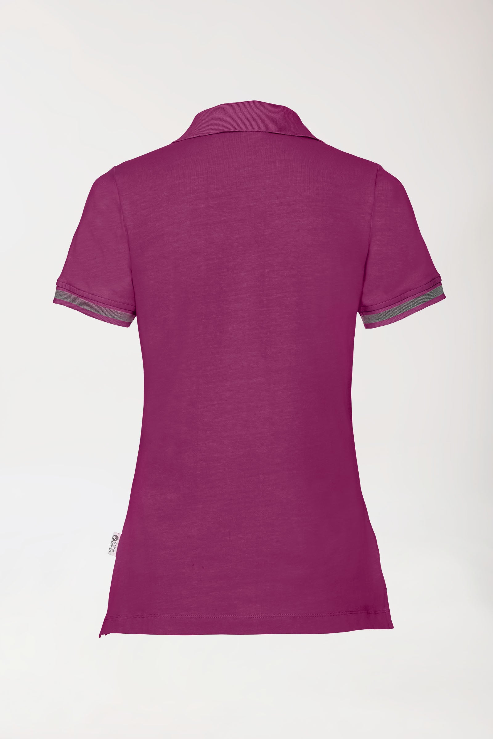 Stretch shirt dames - polokraag berry/donkergrijs melange, Achterzijde view