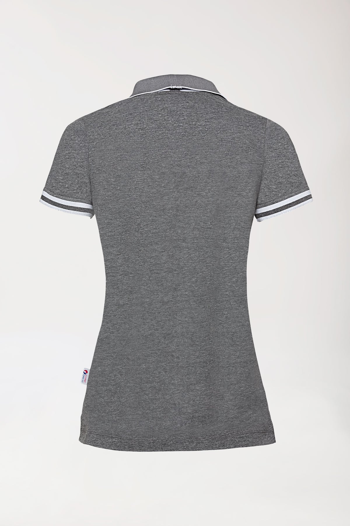 Stretch shirt dames - polokraag donkergrijs melange/wit