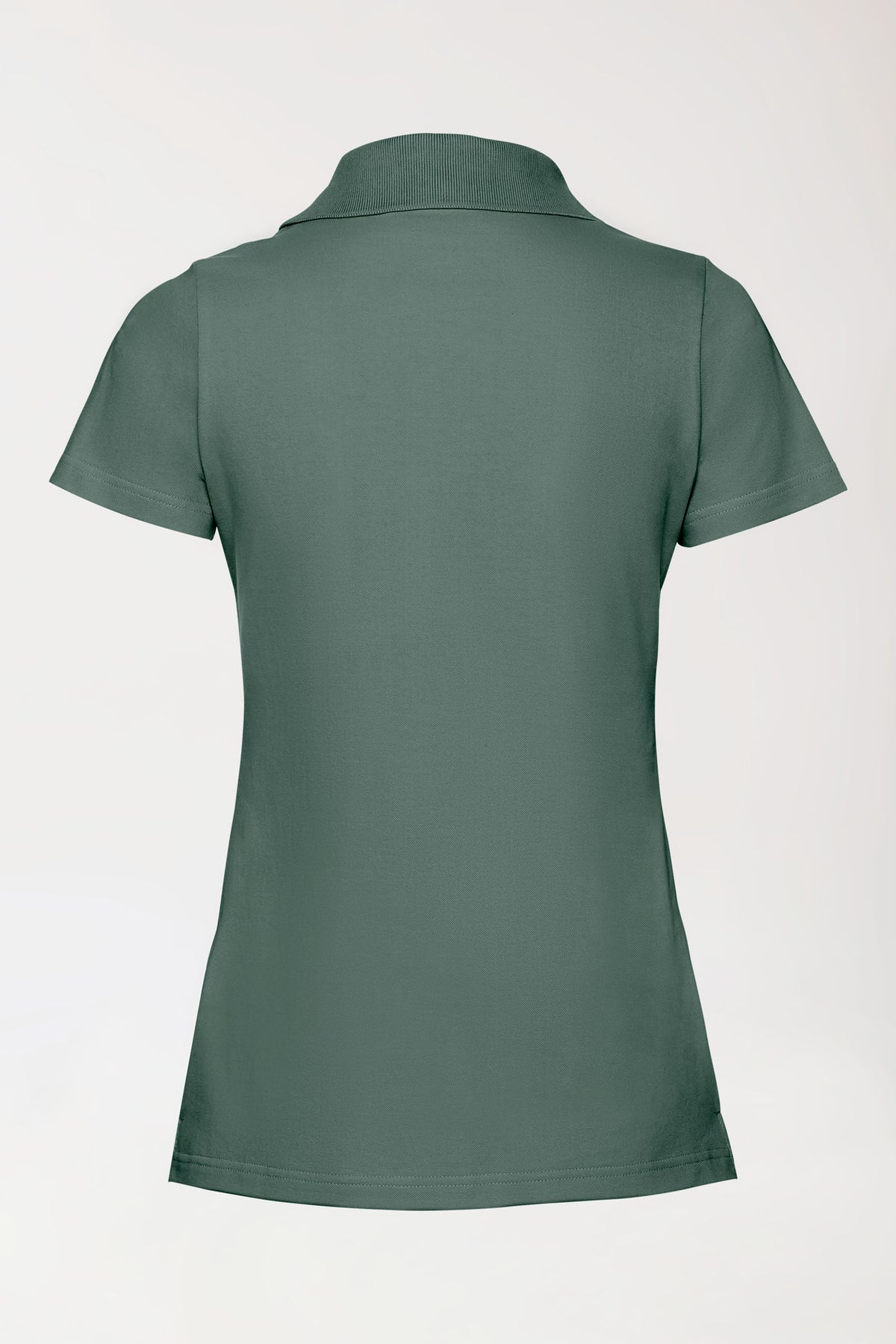 Stretch shirt dames - polokraag donkergroen, Achterzijde view