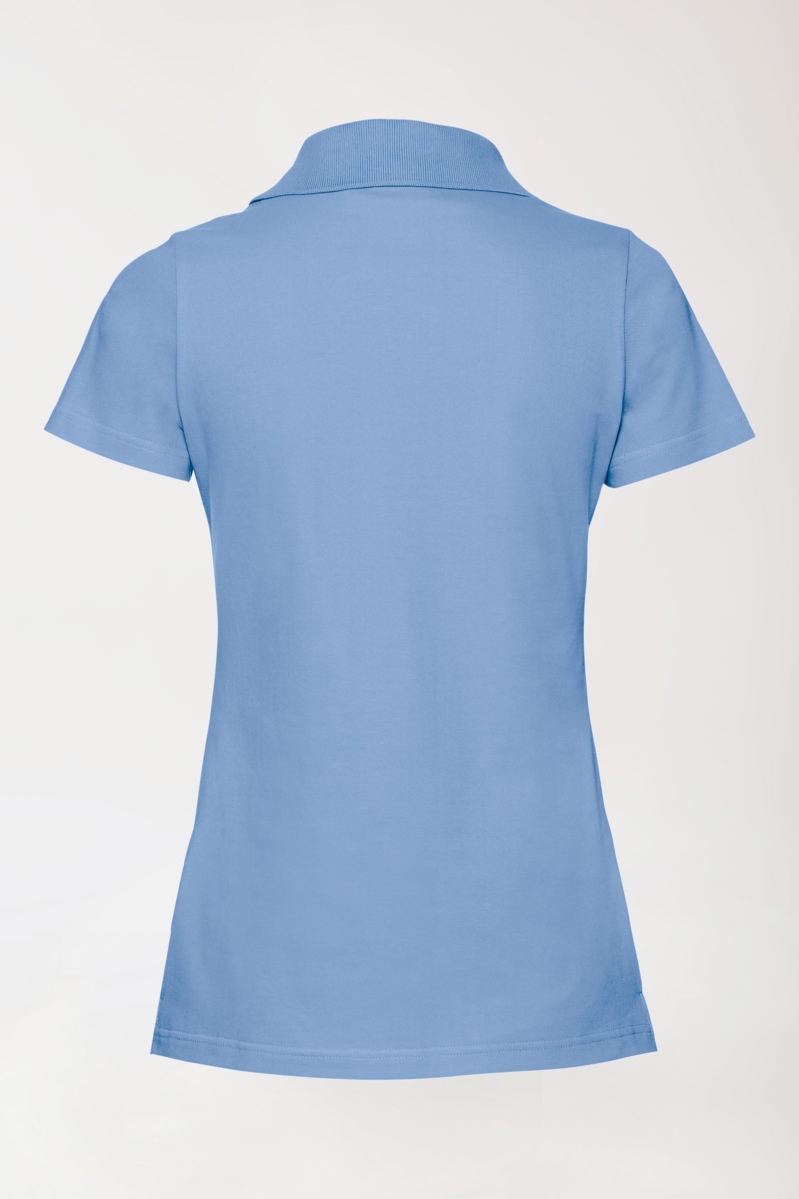 Stretch shirt dames - polokraag hemelsblauw, Achterzijde view