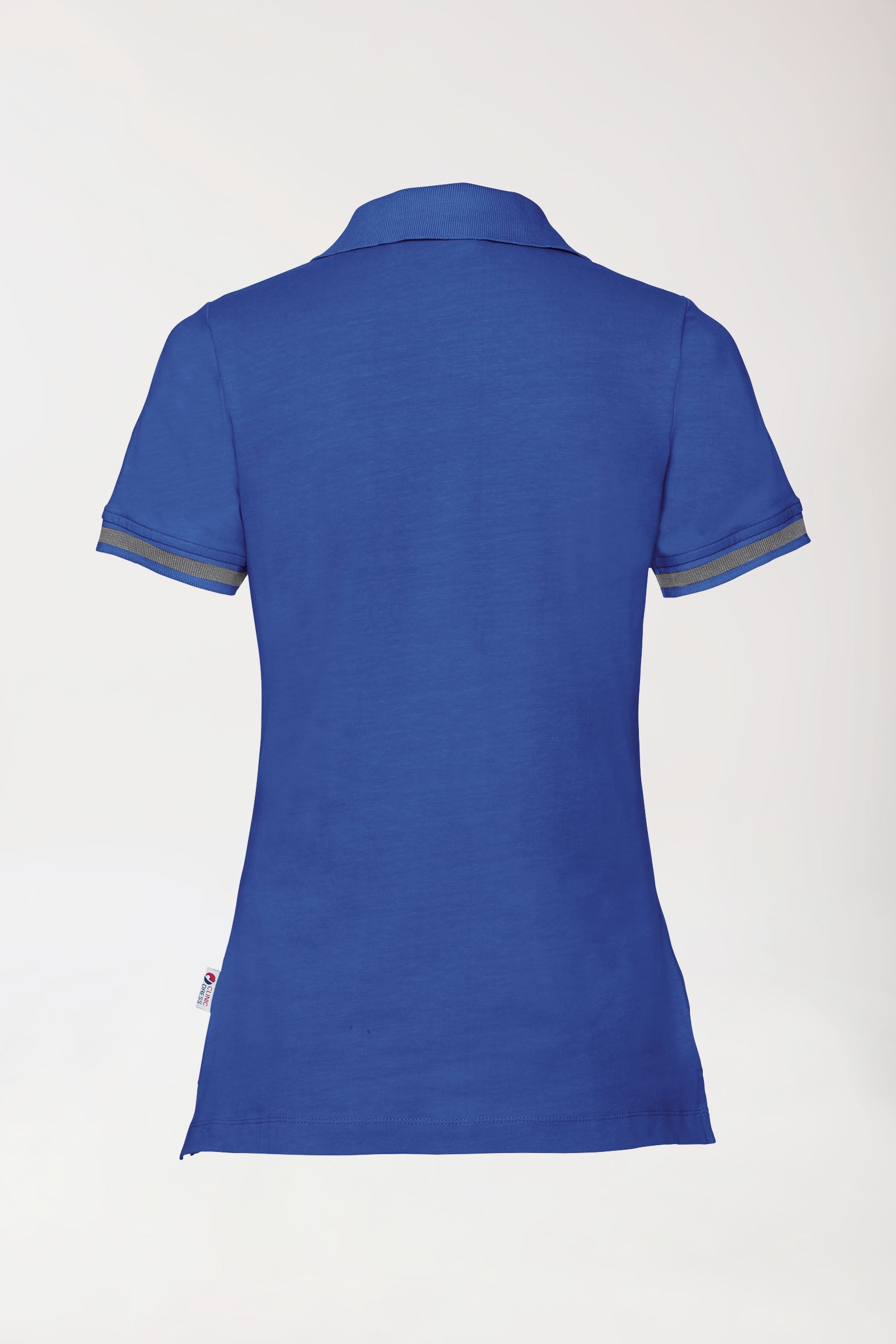 Stretch shirt dames - polokraag koningsblauw/donkergrijs melange