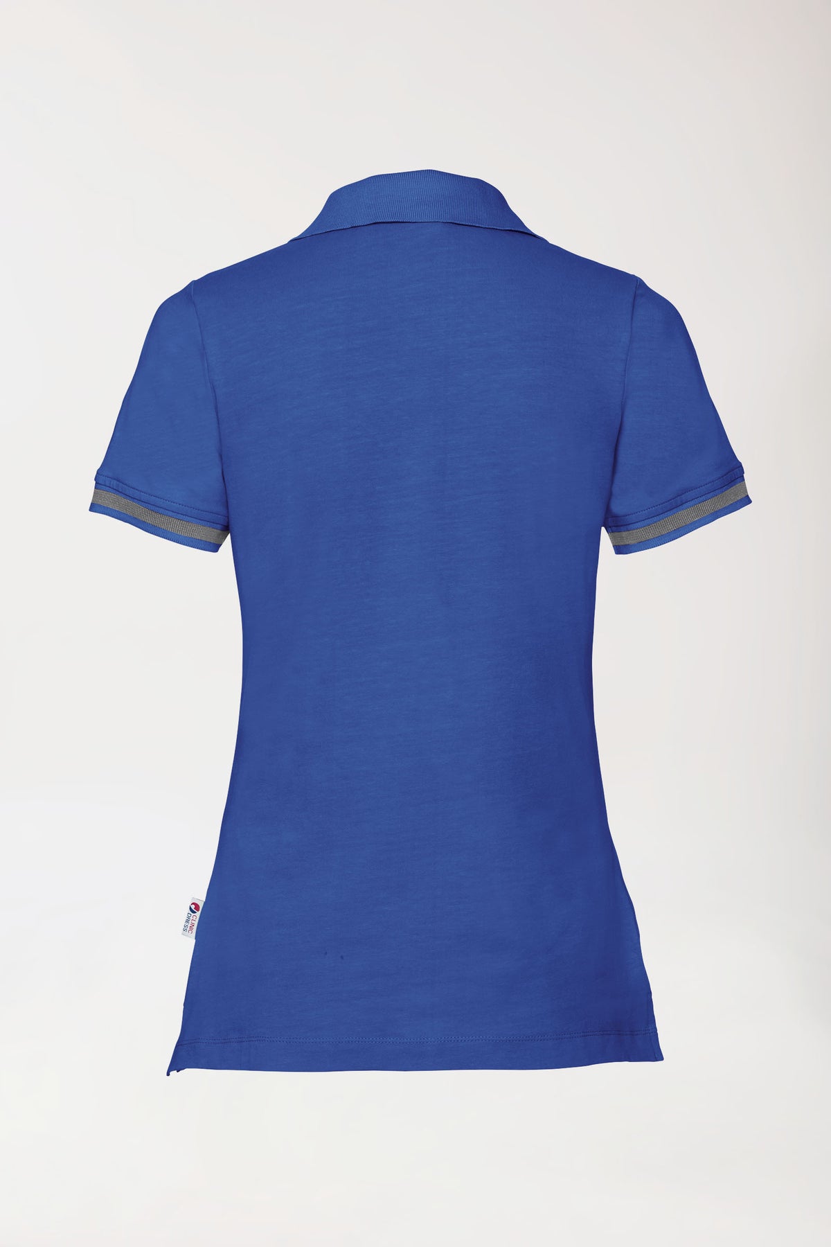 Stretch shirt dames - polokraag koningsblauw/donkergrijs melange