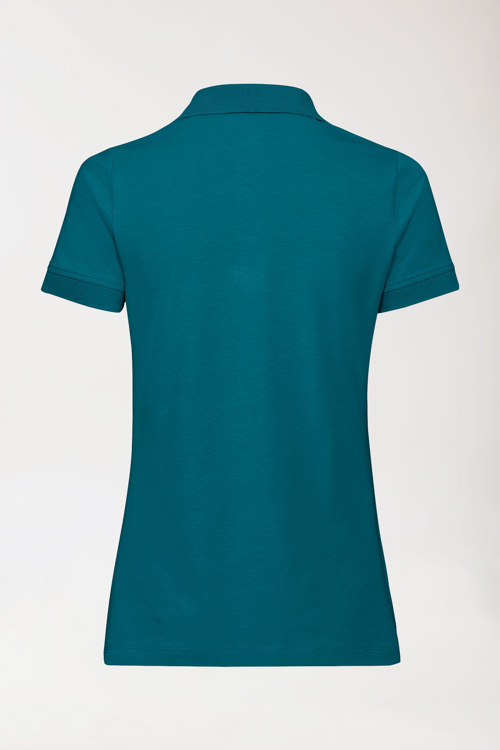 Stretch shirt dames - polokraag-knoopsluiting-petrol