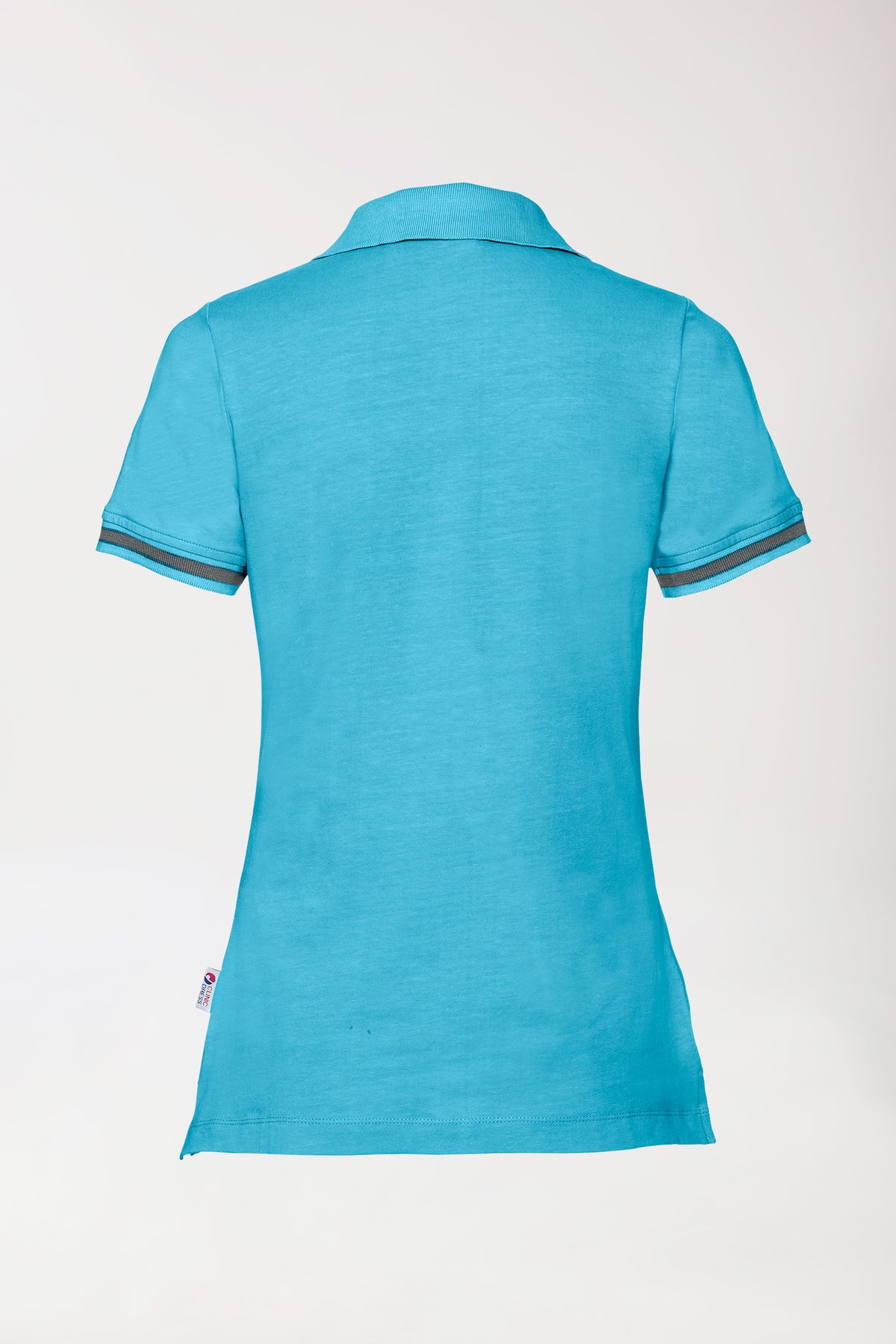 Stretch shirt dames - polokraag turquoise/donkergrijs melange