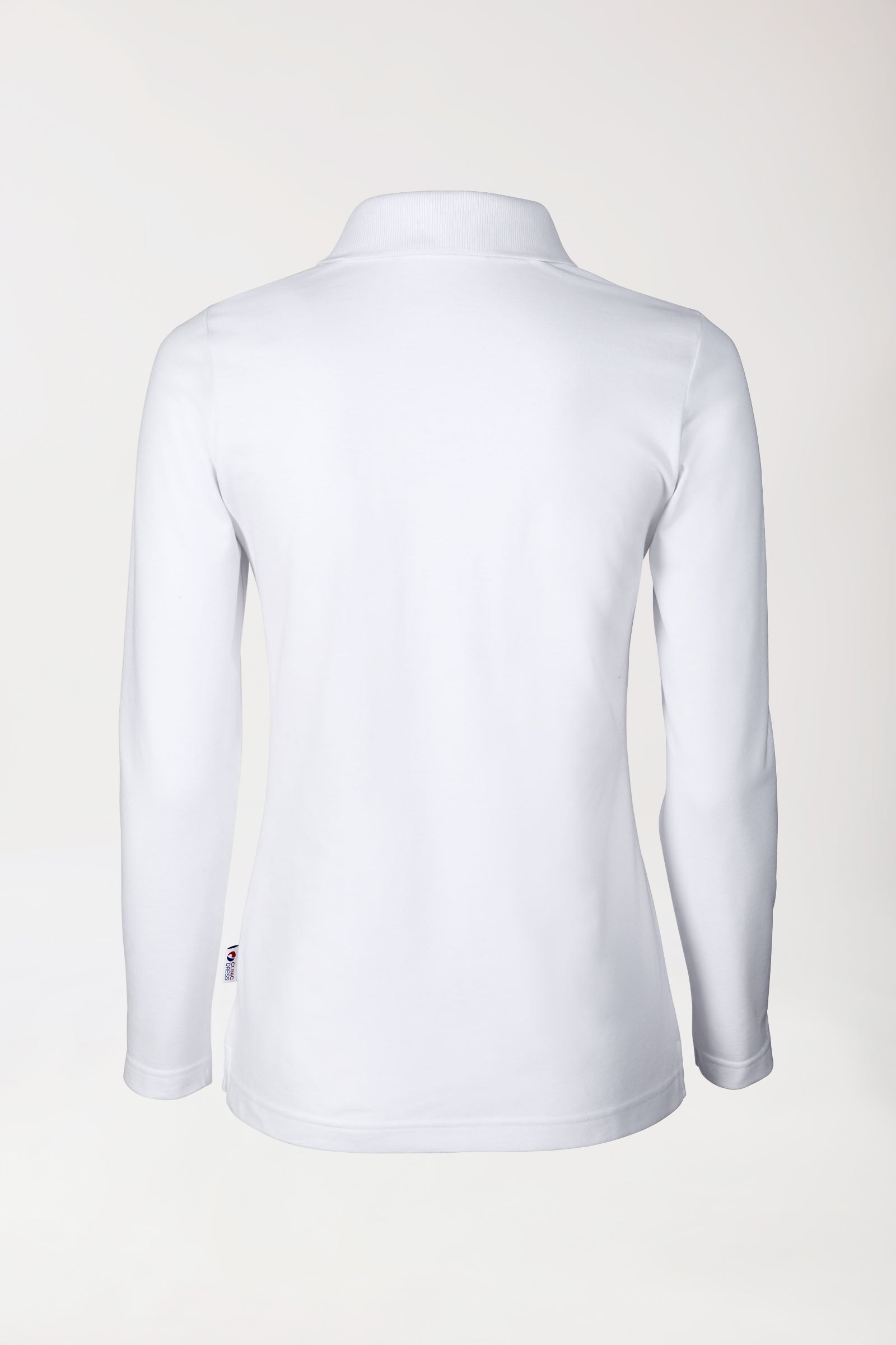 Stretch shirt dames - 1/1 mouw met polokraag wit
