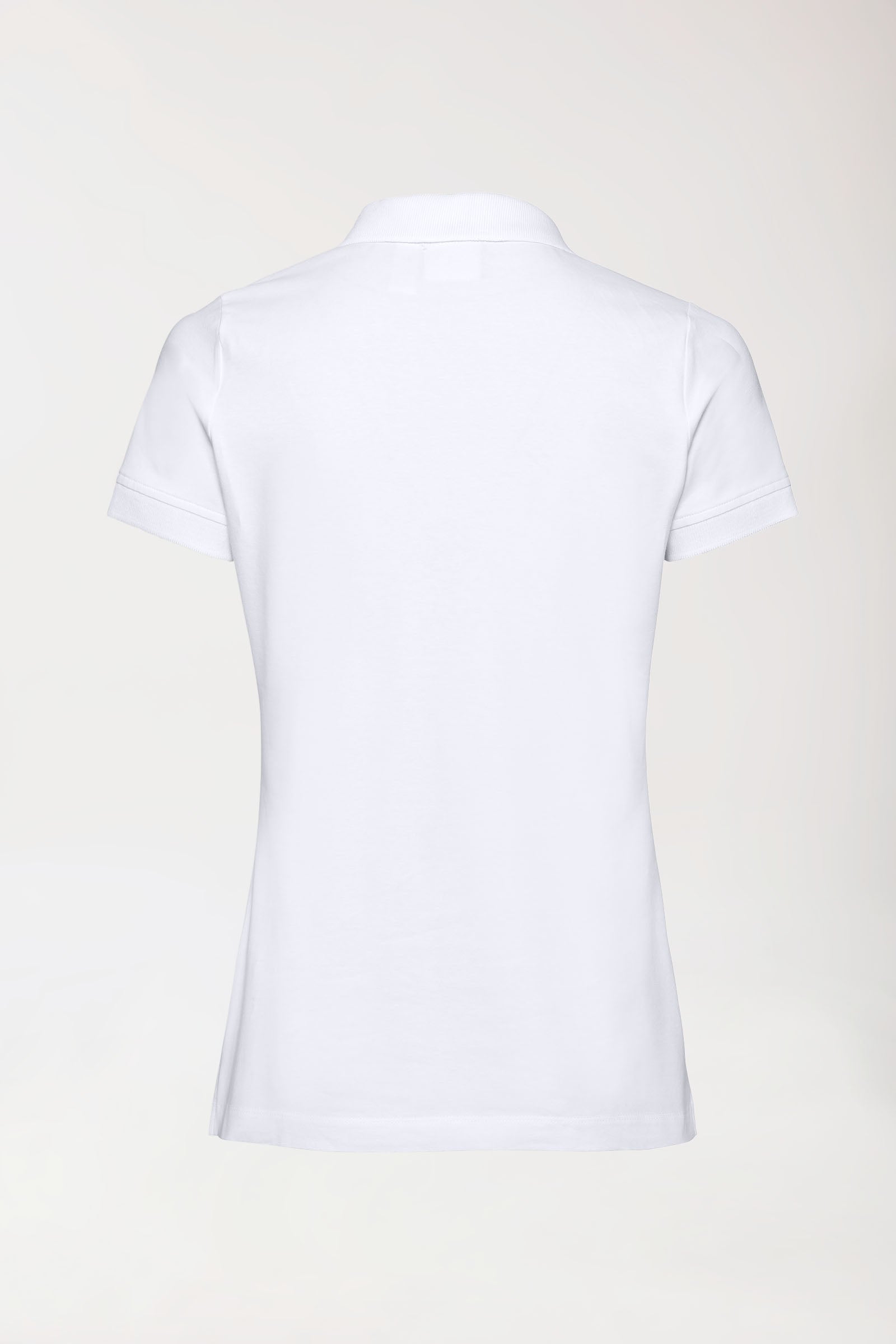 Stretch shirt dames - polokraag-knoopsluiting wit, Achterzijde view