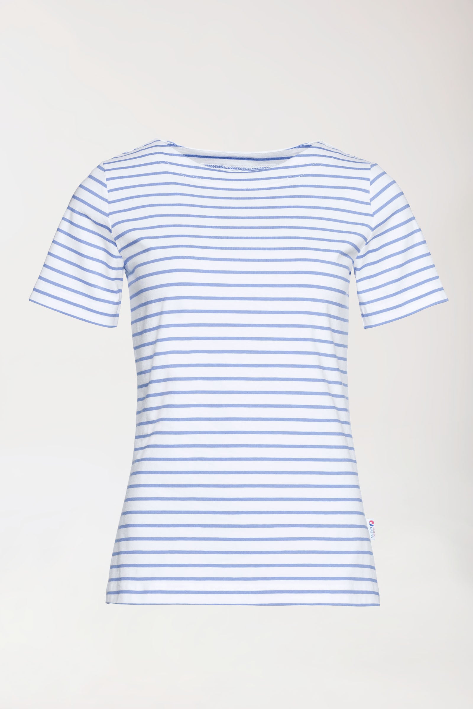 Shirt dames - 1/2 mouw wit/blauw