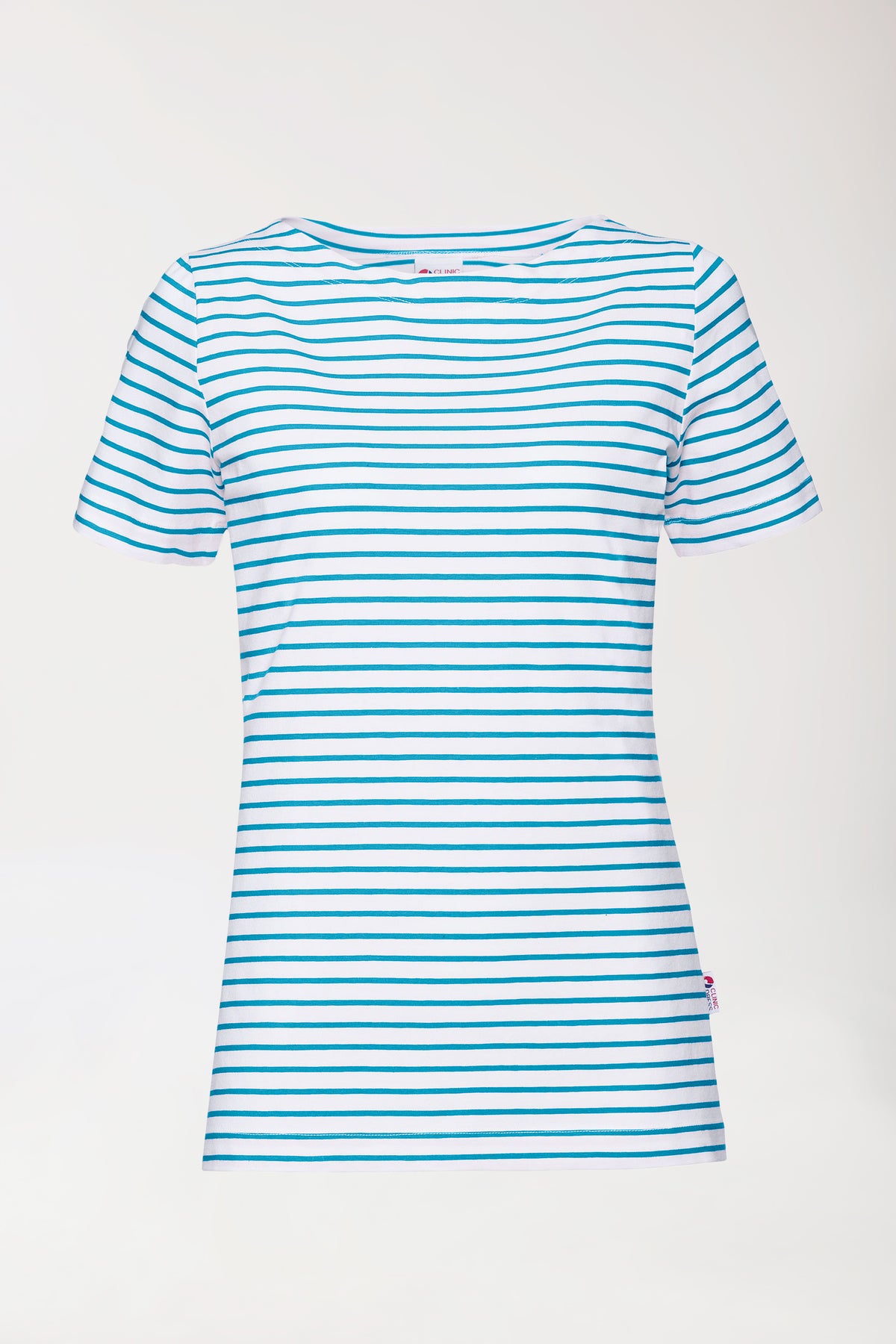 Shirt dames - 1/2 mouw wit/turquoise