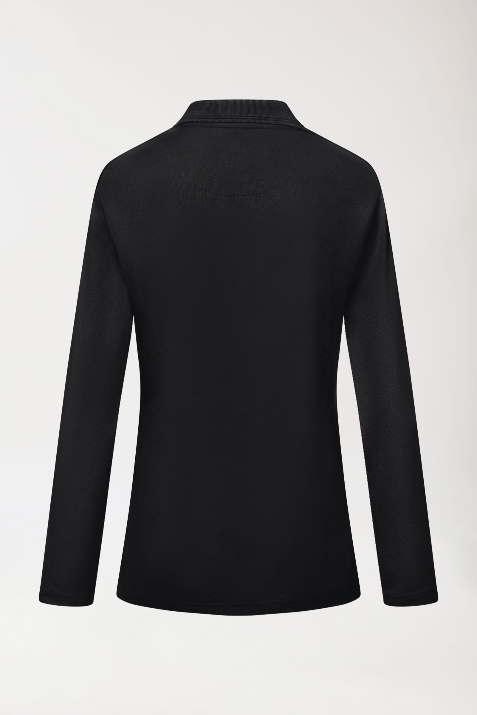 COMFY FLEX stretch longsleeve dames double face piqué - polokraag zwart