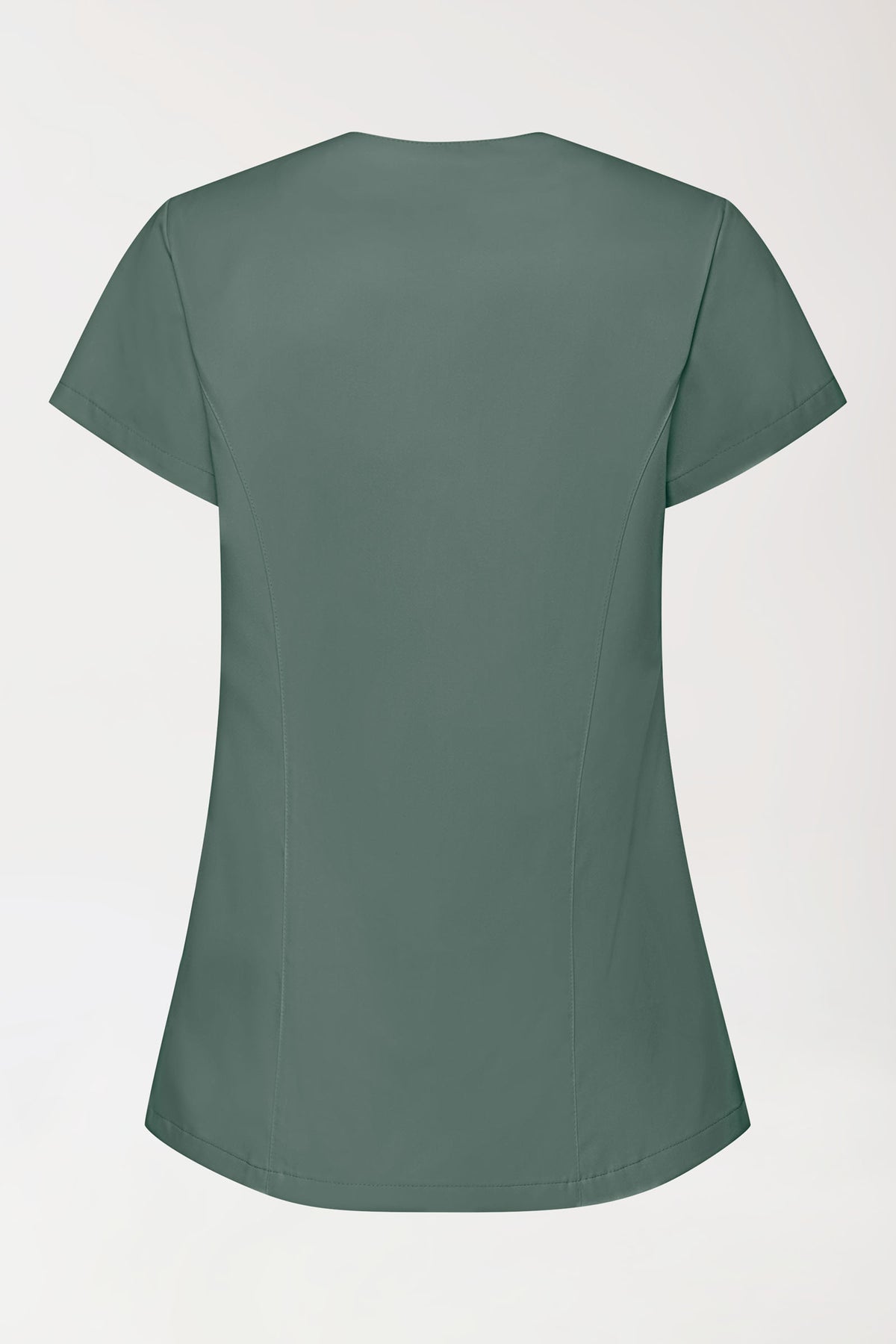 GREEN Stretch tuniek dames - asymetrische knoopsluiting donkergroen, Achterzijde view