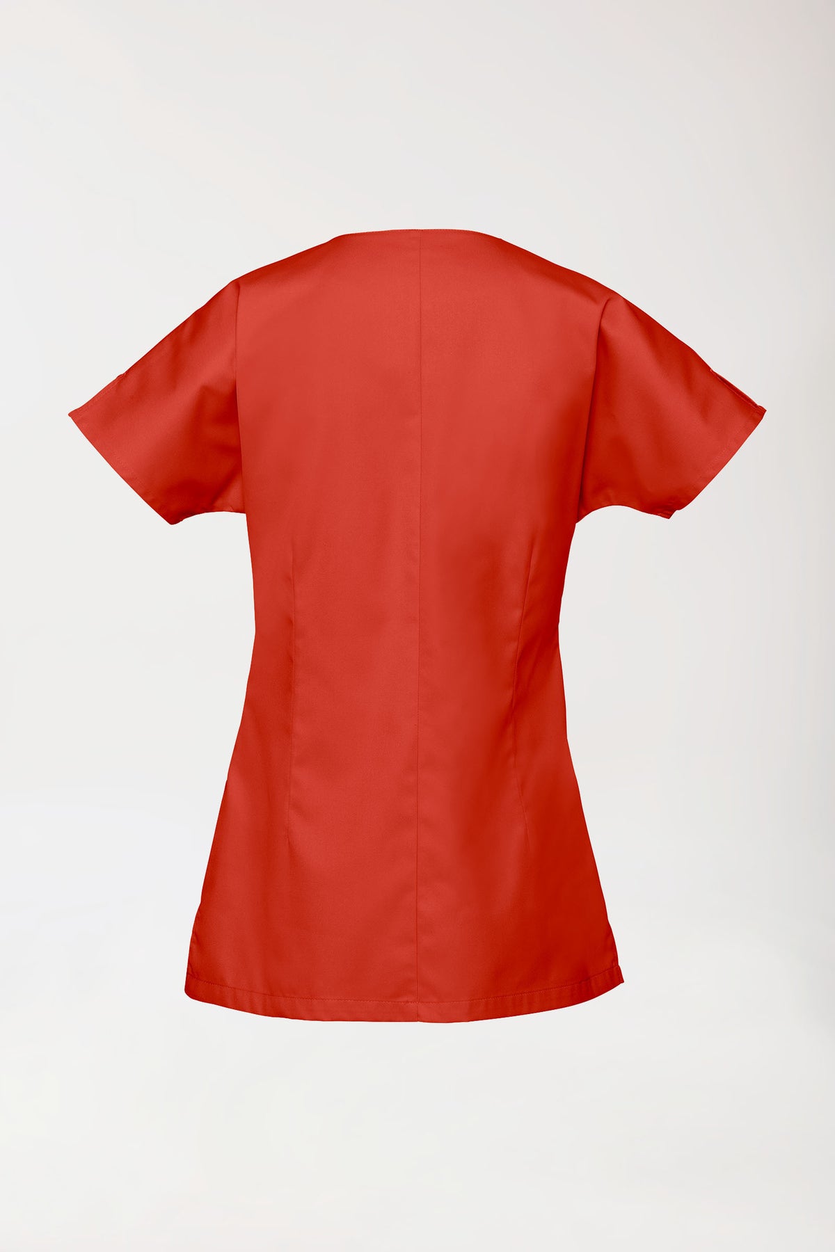 Tuniek dames - asymmetrische knoopsluiting mandarijnrood