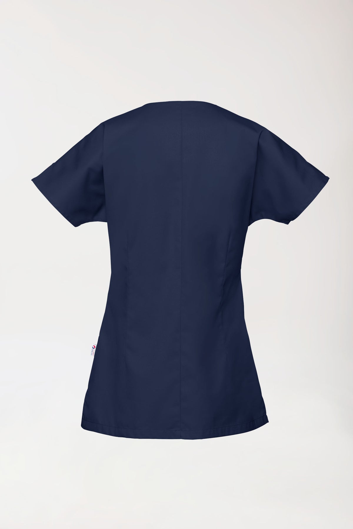 Beauty tuniek dames - asymmetrische knoopsluiting navy, Achterzijde view