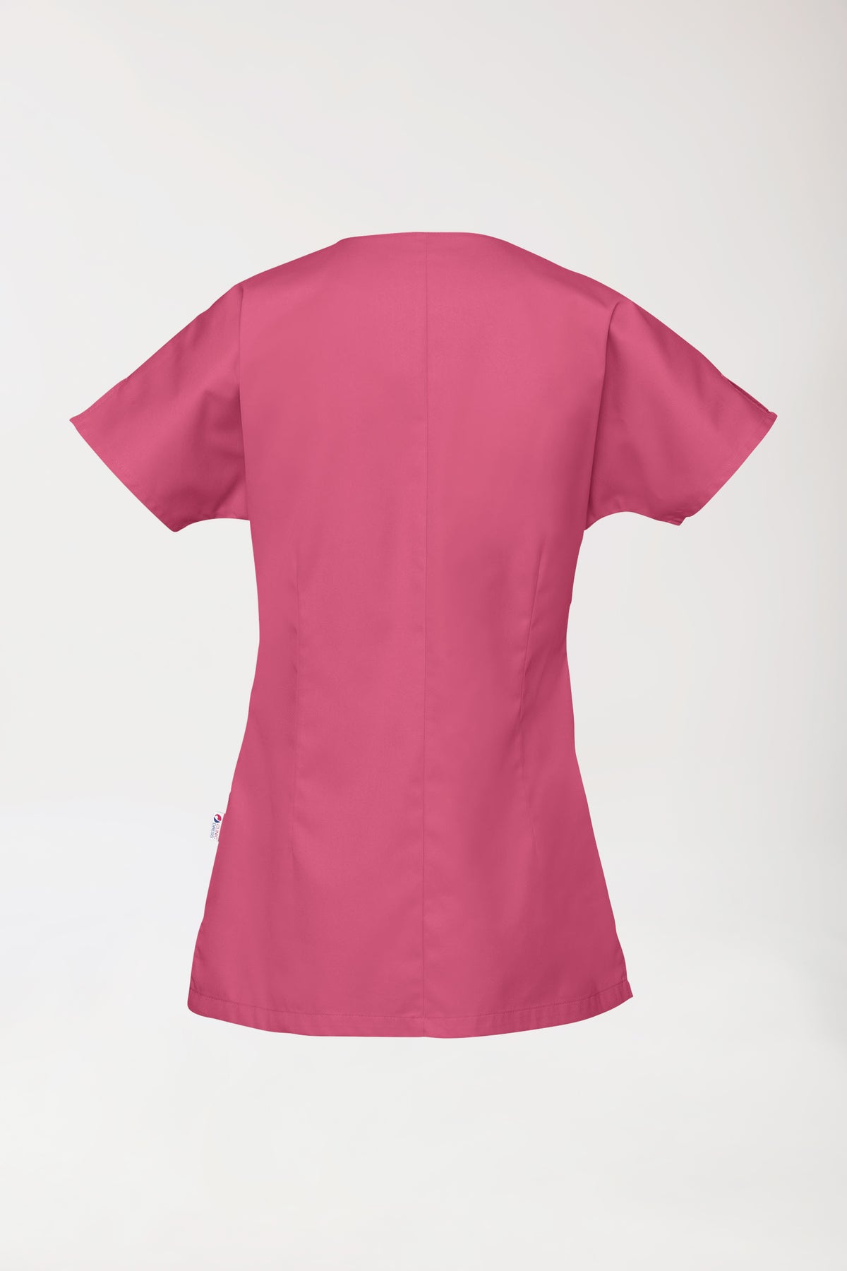 Beauty tuniek dames - asymmetrische knoopsluiting oudrose, Achterzijde view