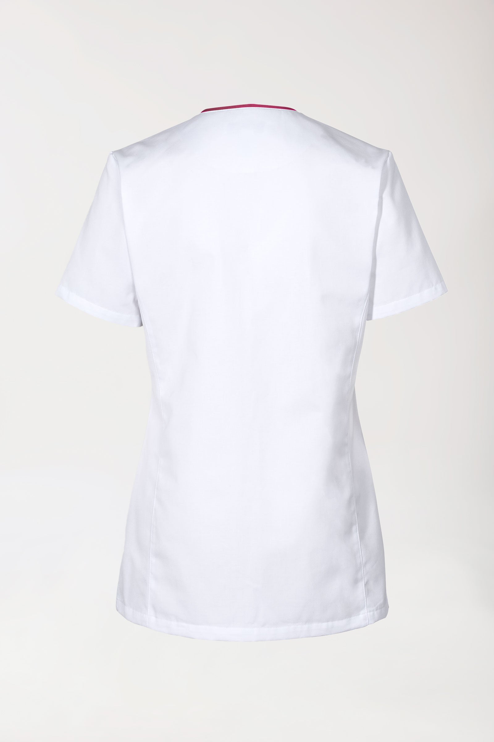 Beauty tuniek dames - met knoopsluiting wit/berry