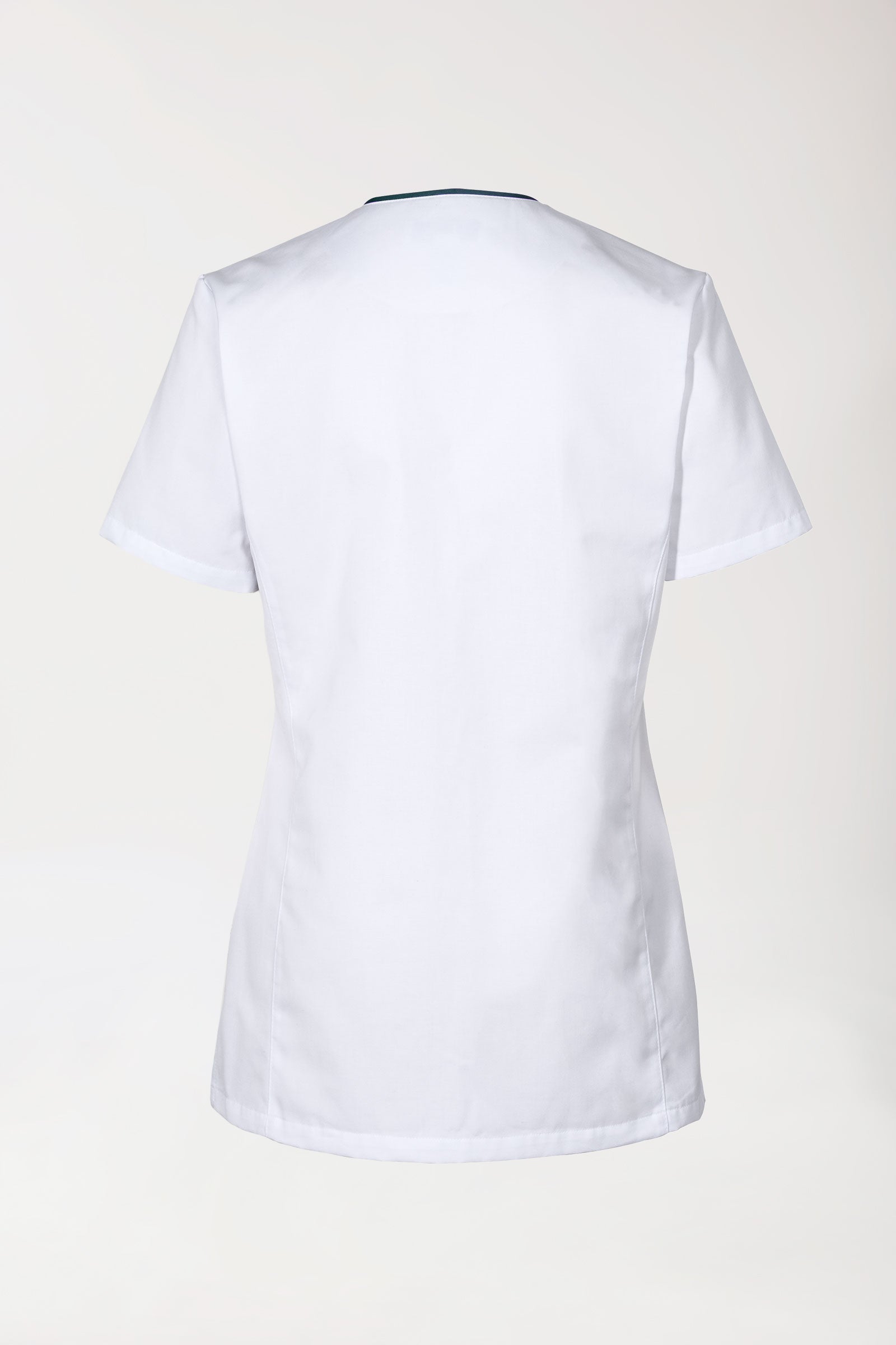 Beauty tuniek dames - met knoopsluiting wit/navy, Achterzijde view