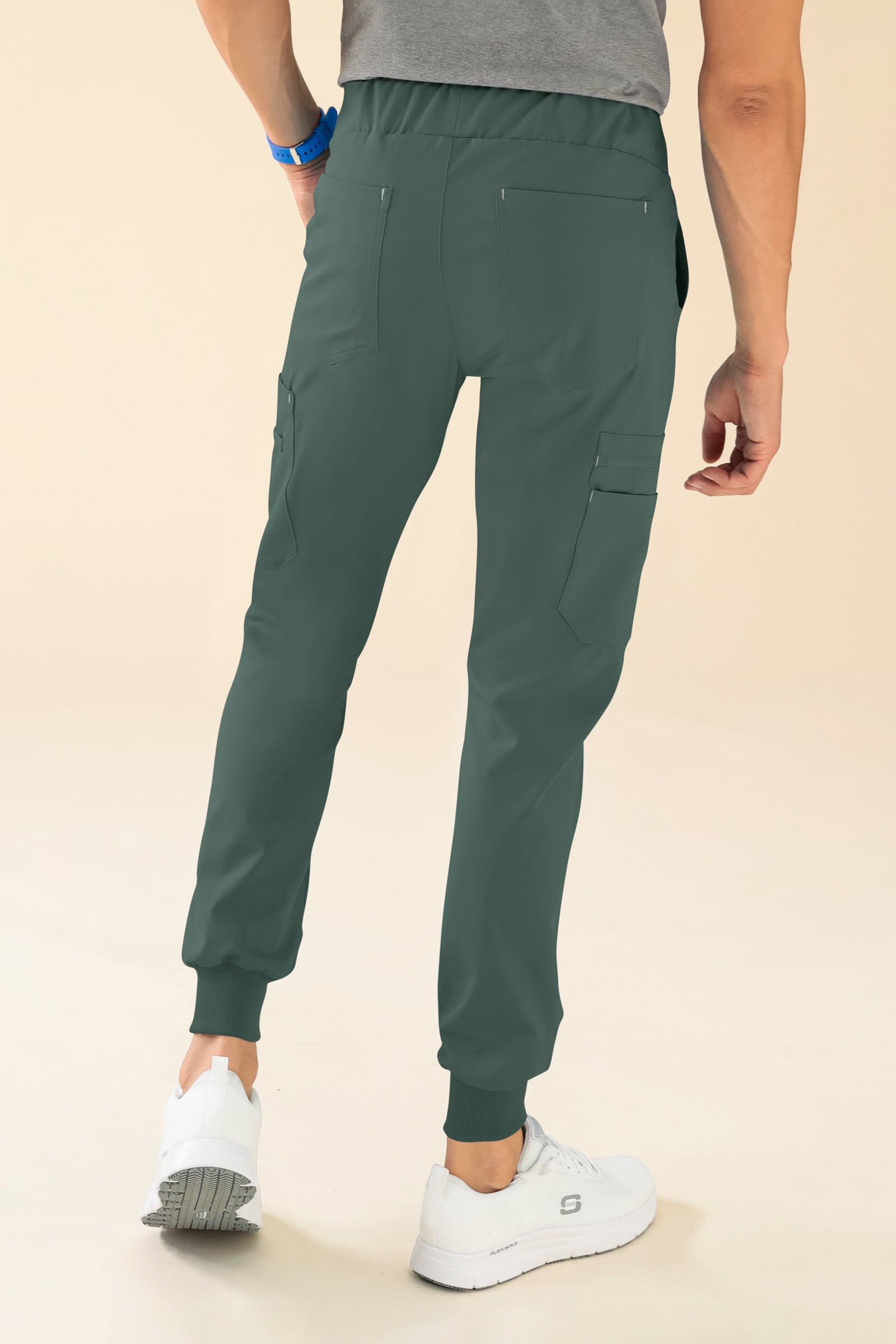 KAERE broek heren - zoom met elastische boord en beenzak donkergroen