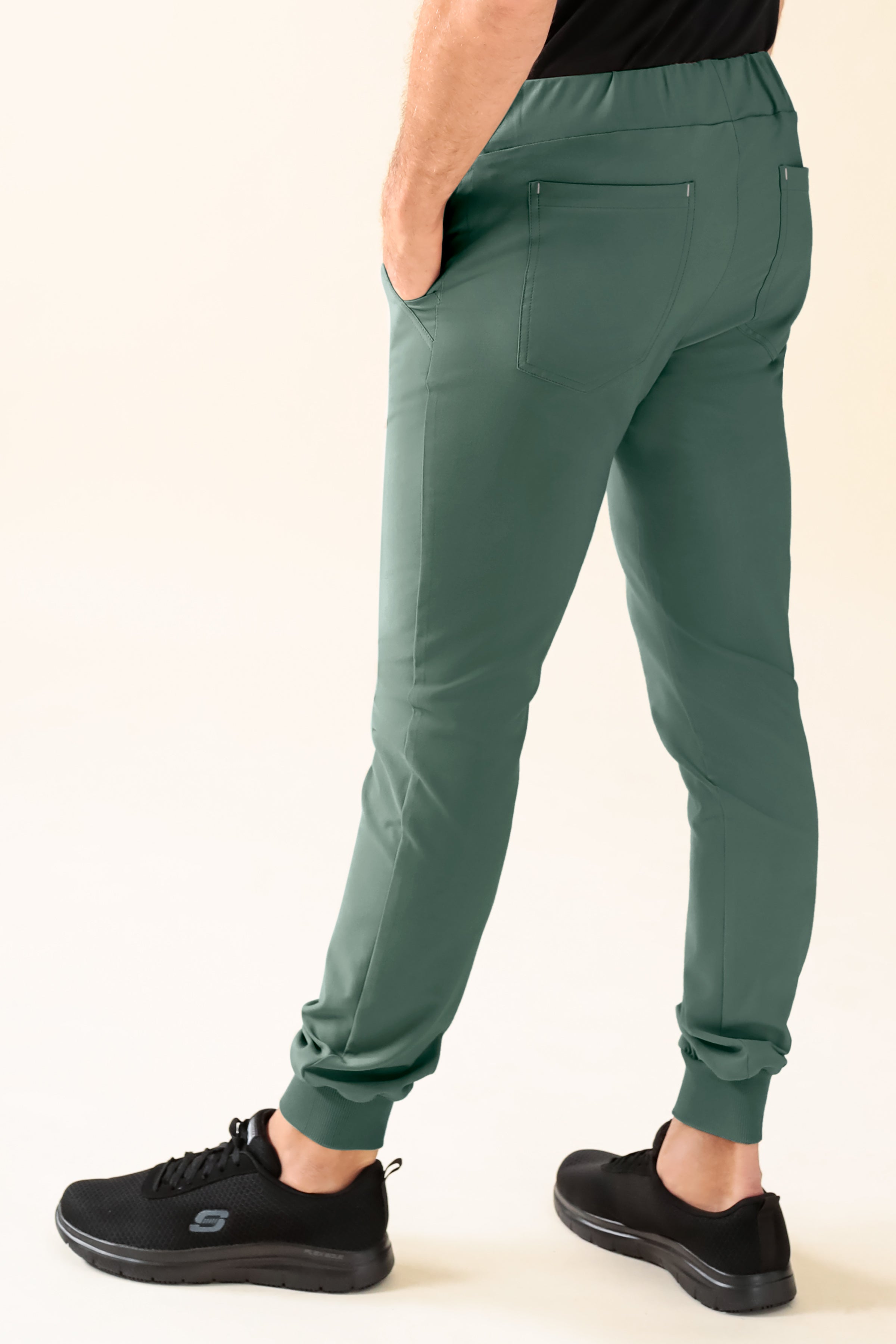 KAERE broek heren - zoom met elastische boord zonder beenzak donkergroen