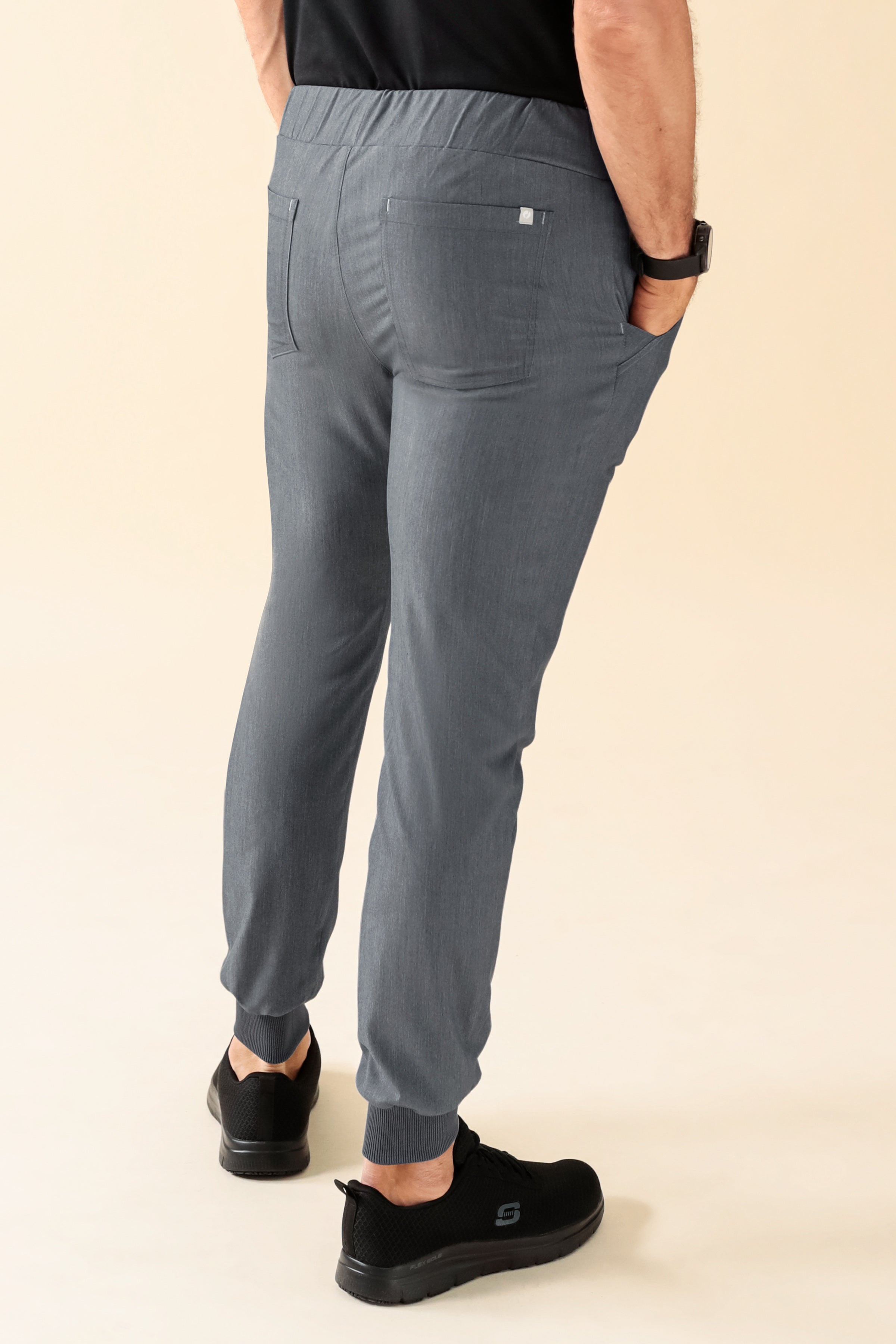 KAERE broek heren - zoom met elastische boord zonder beenzak grijs melange