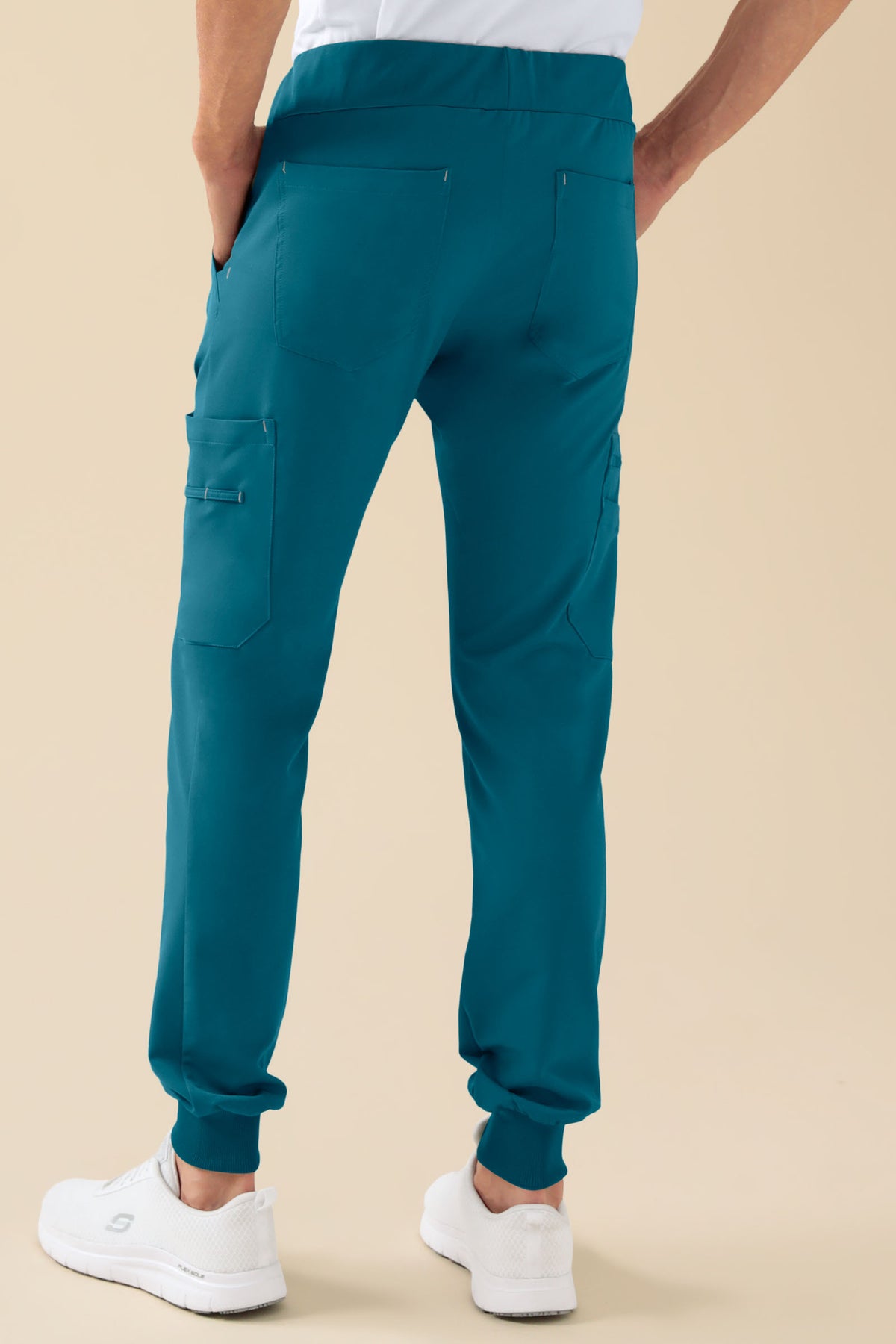 KAERE broek heren - zoom met elastische boord en beenzak petrol