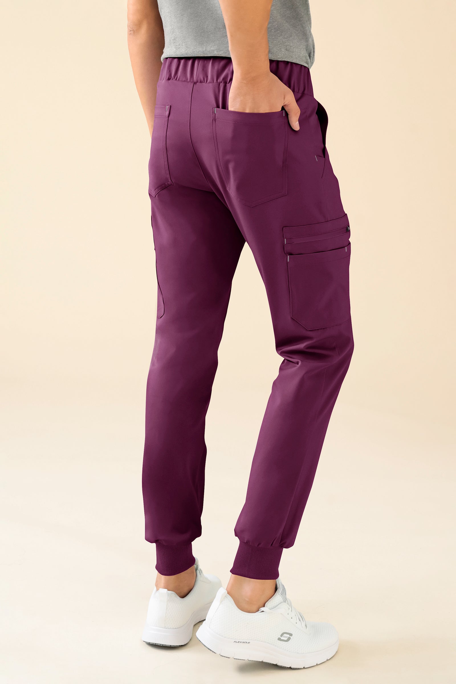KAERE broek heren - zoom met elastische boord en beenzak pruimen