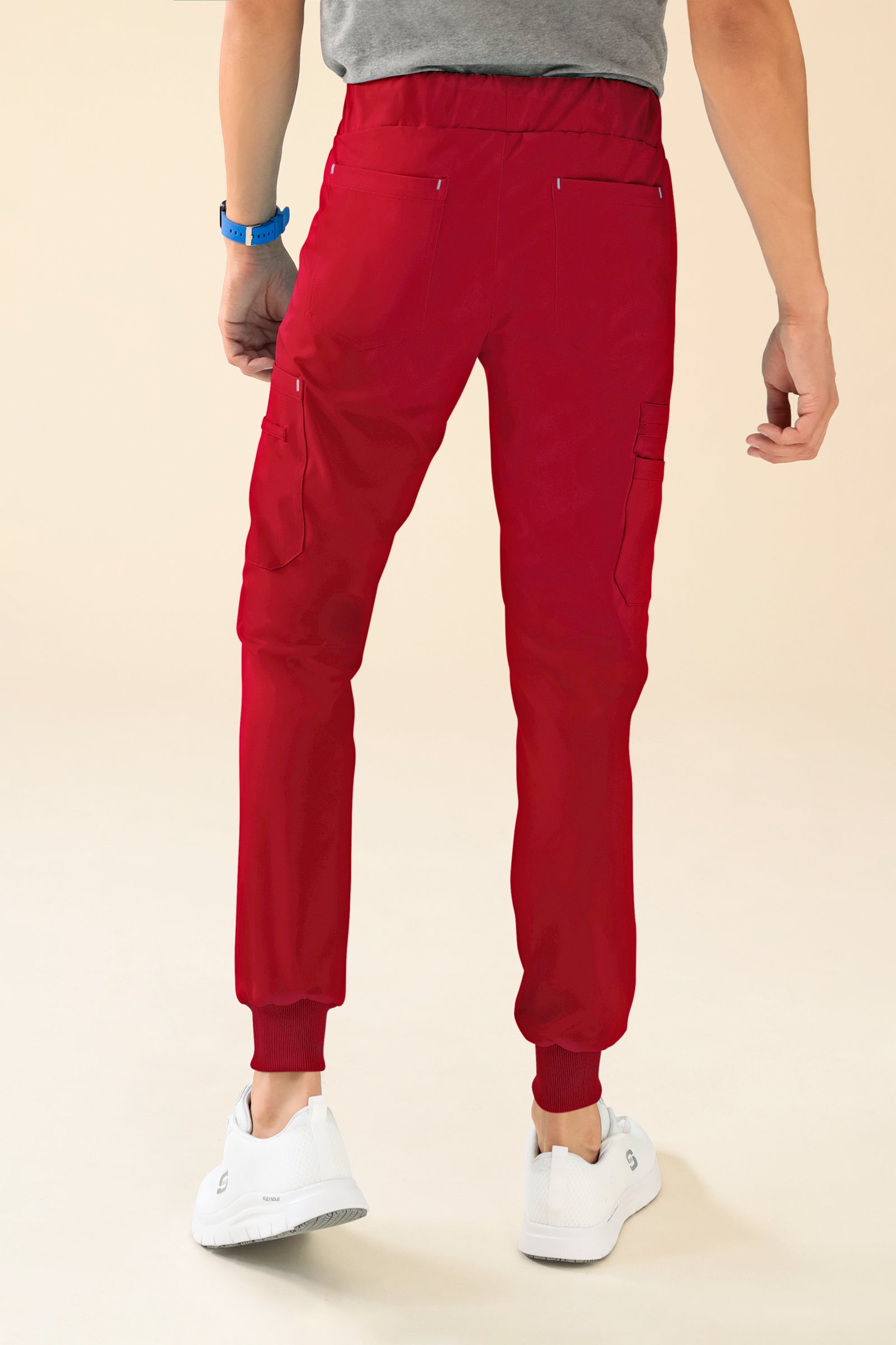KAERE broek heren - zoom met elastische boord en beenzak rood
