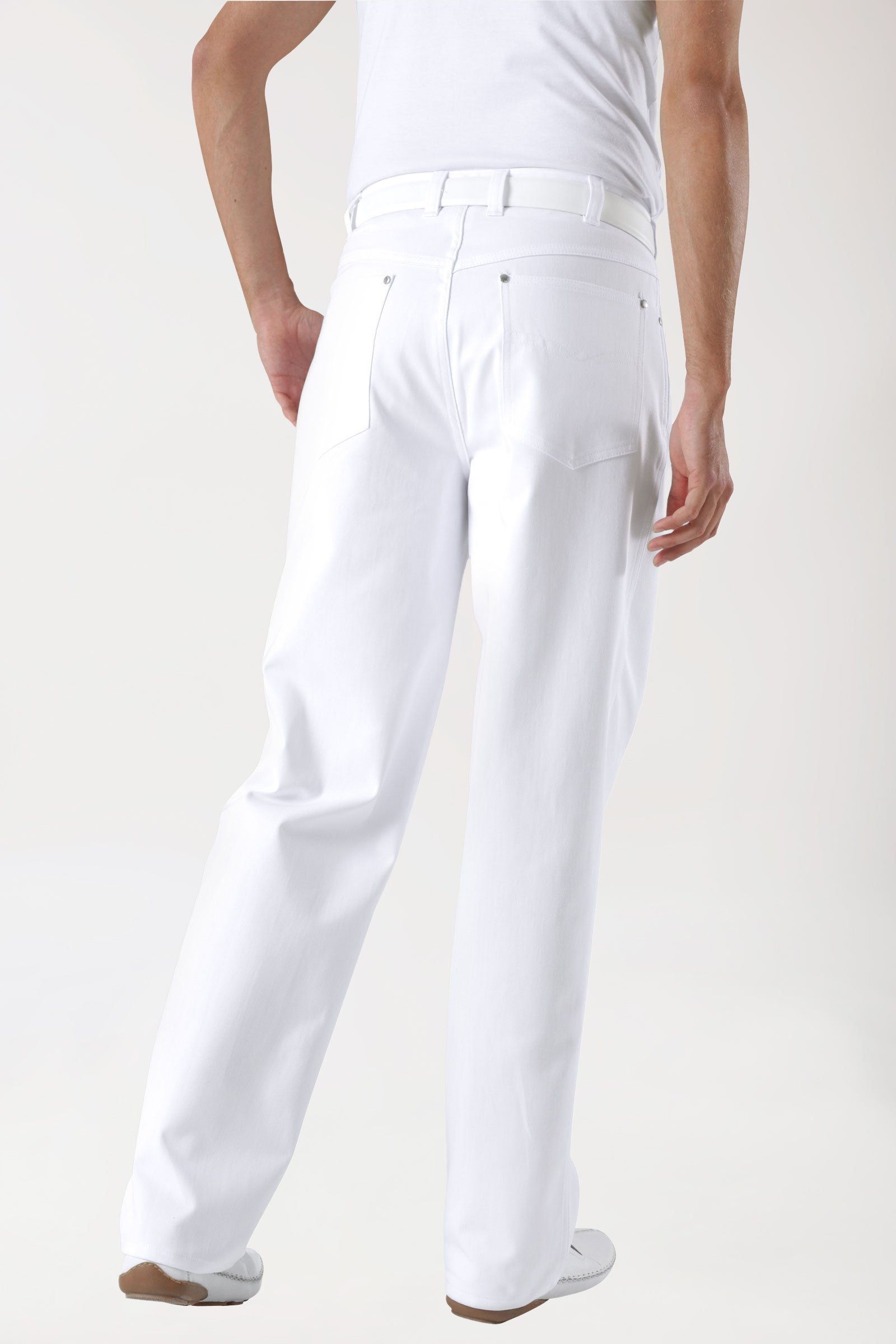 5-pocket broek heren - jeans look wit, Achterzijde view