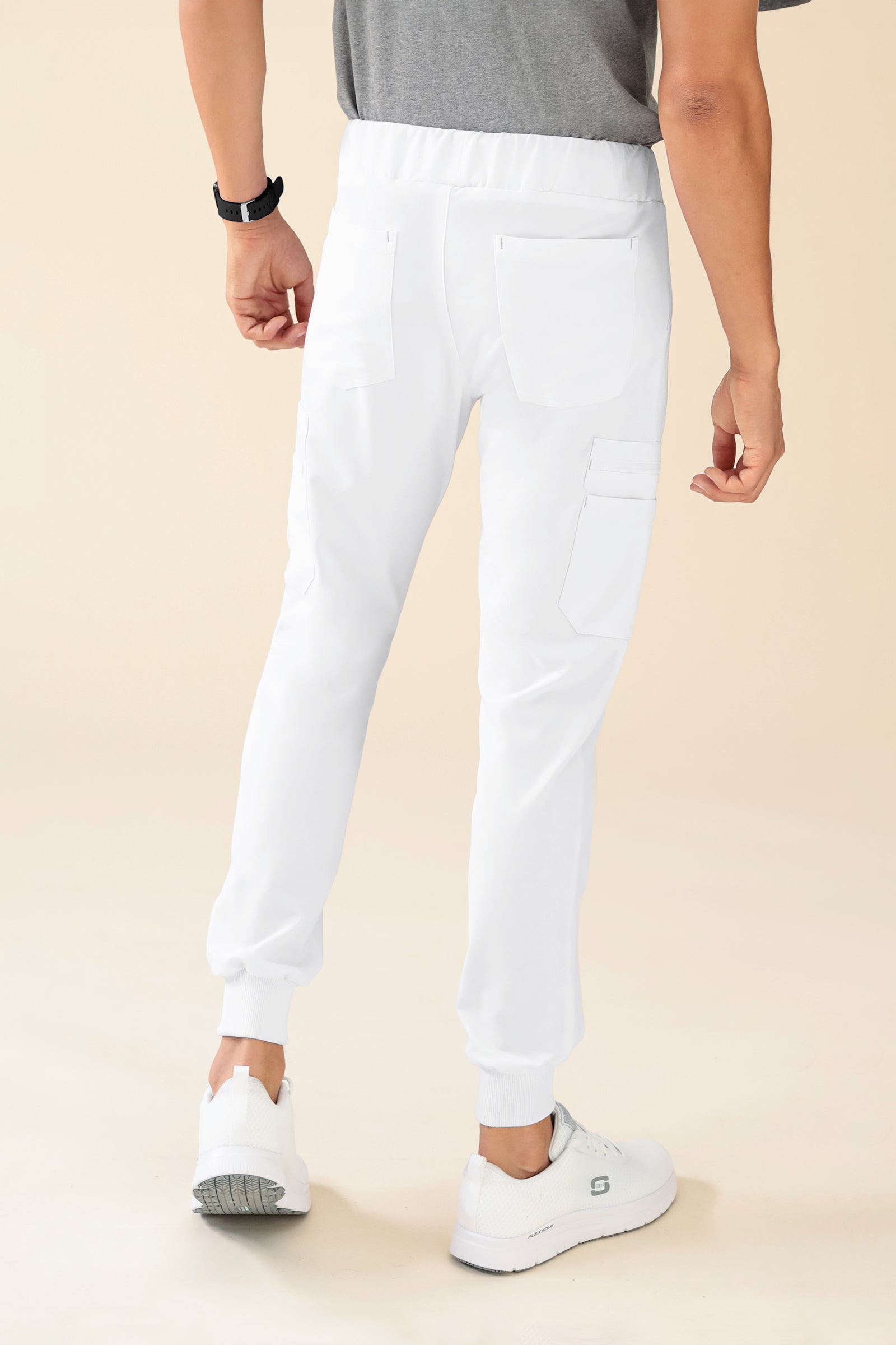 KAERE broek heren - zoom met elastische boord en beenzak wit