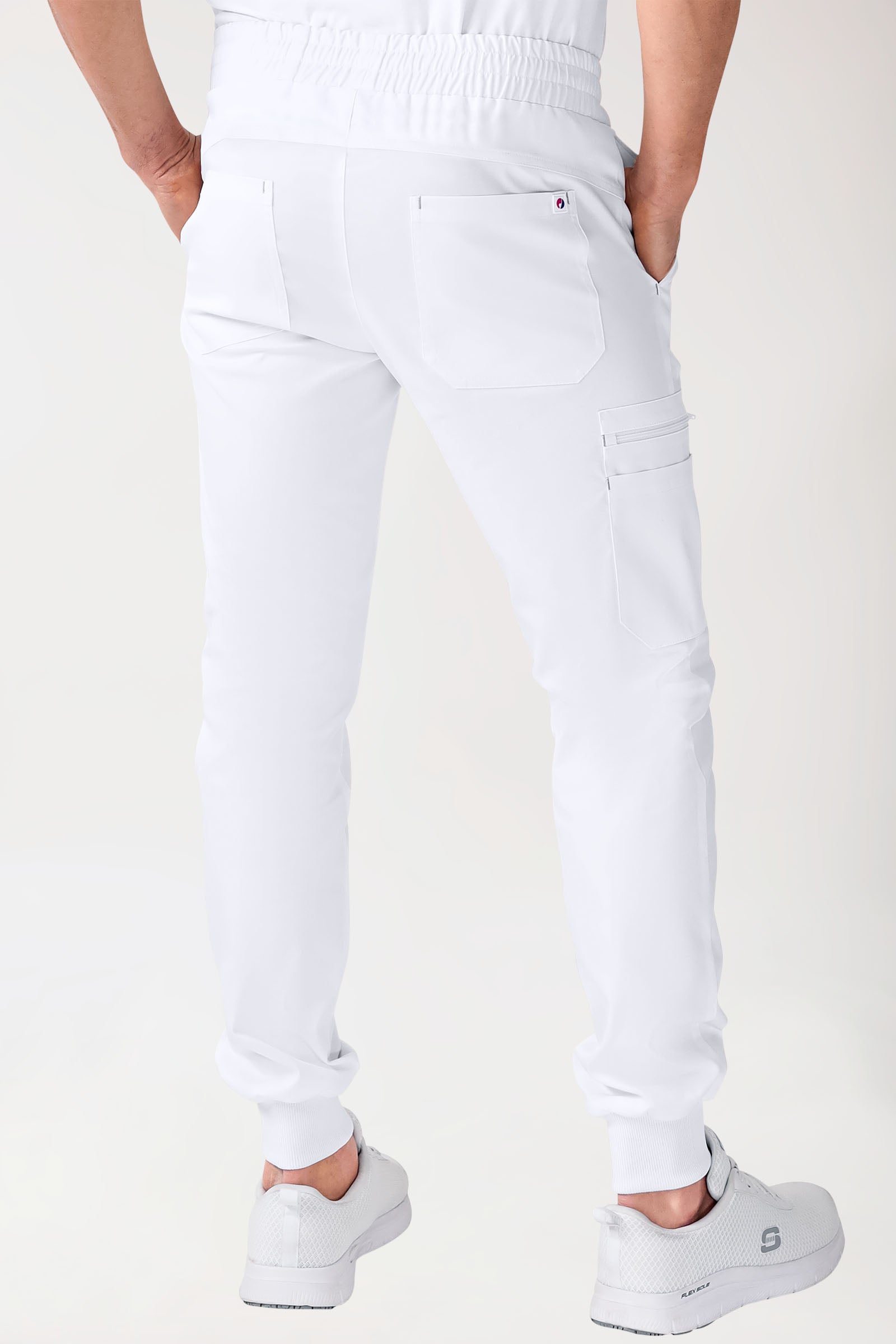 CLINIC STRETCH broek heren - zoom met elastische boord wit/grijs